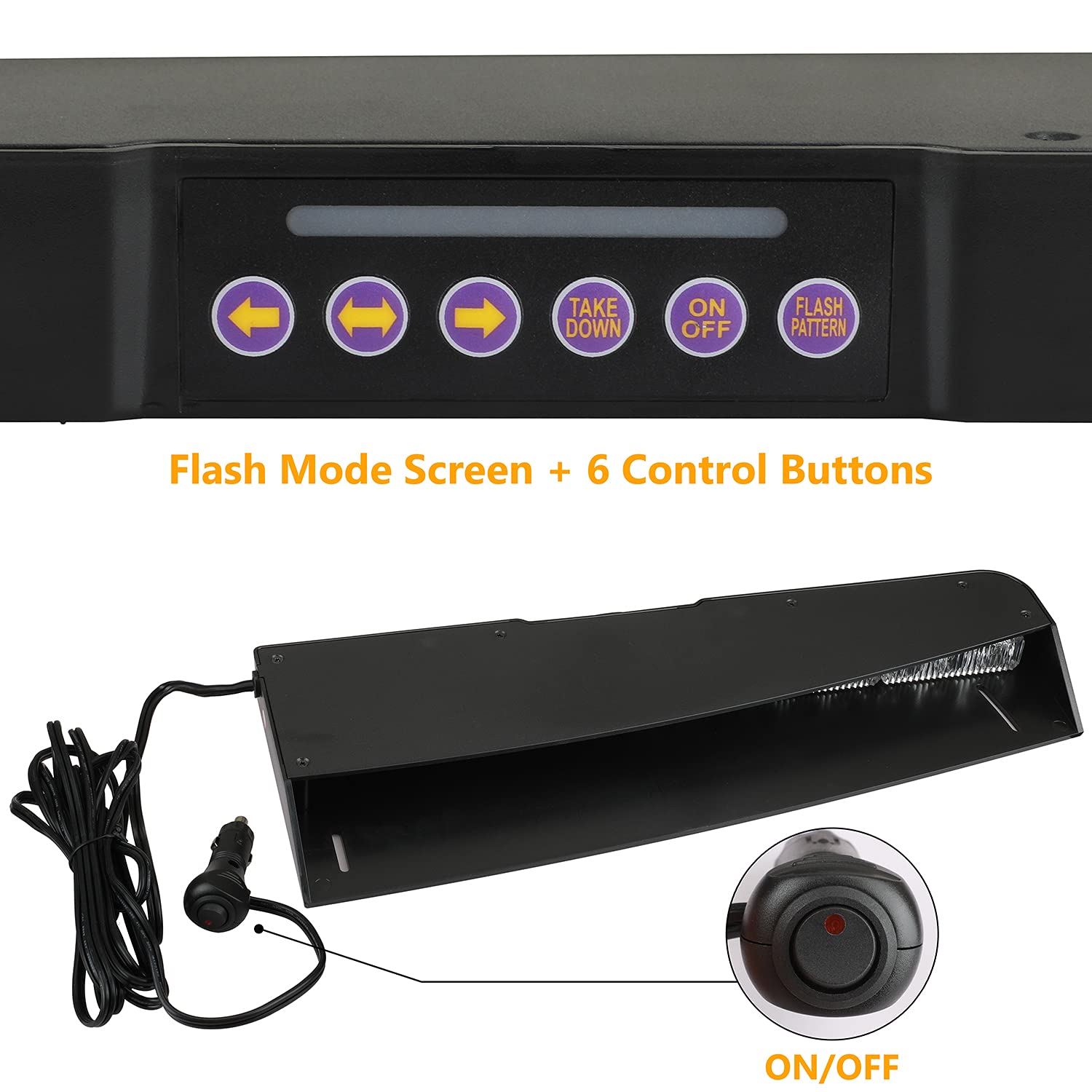 ASPL 15 LED Visor Light Bar with 29 Flash Patterns - Purple/White Emergency Strobe Light for Windshield Mount - Police, Security, Construction, and Hazard Warning Use