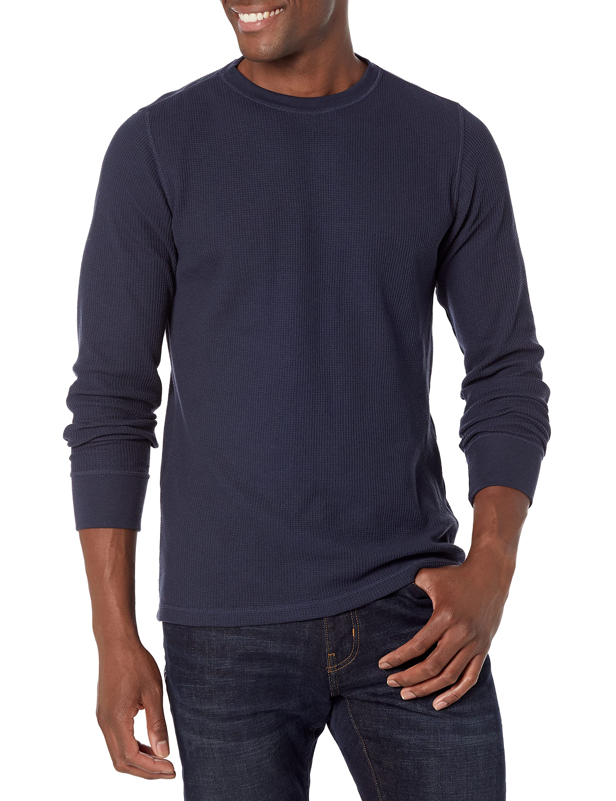 Amazon Essentials Men's Regular-Fit Long-Sleeve Waffle Henley Shirt - Soft Cotton Thermal Top for Casual Wear & Layering in Cool Weather