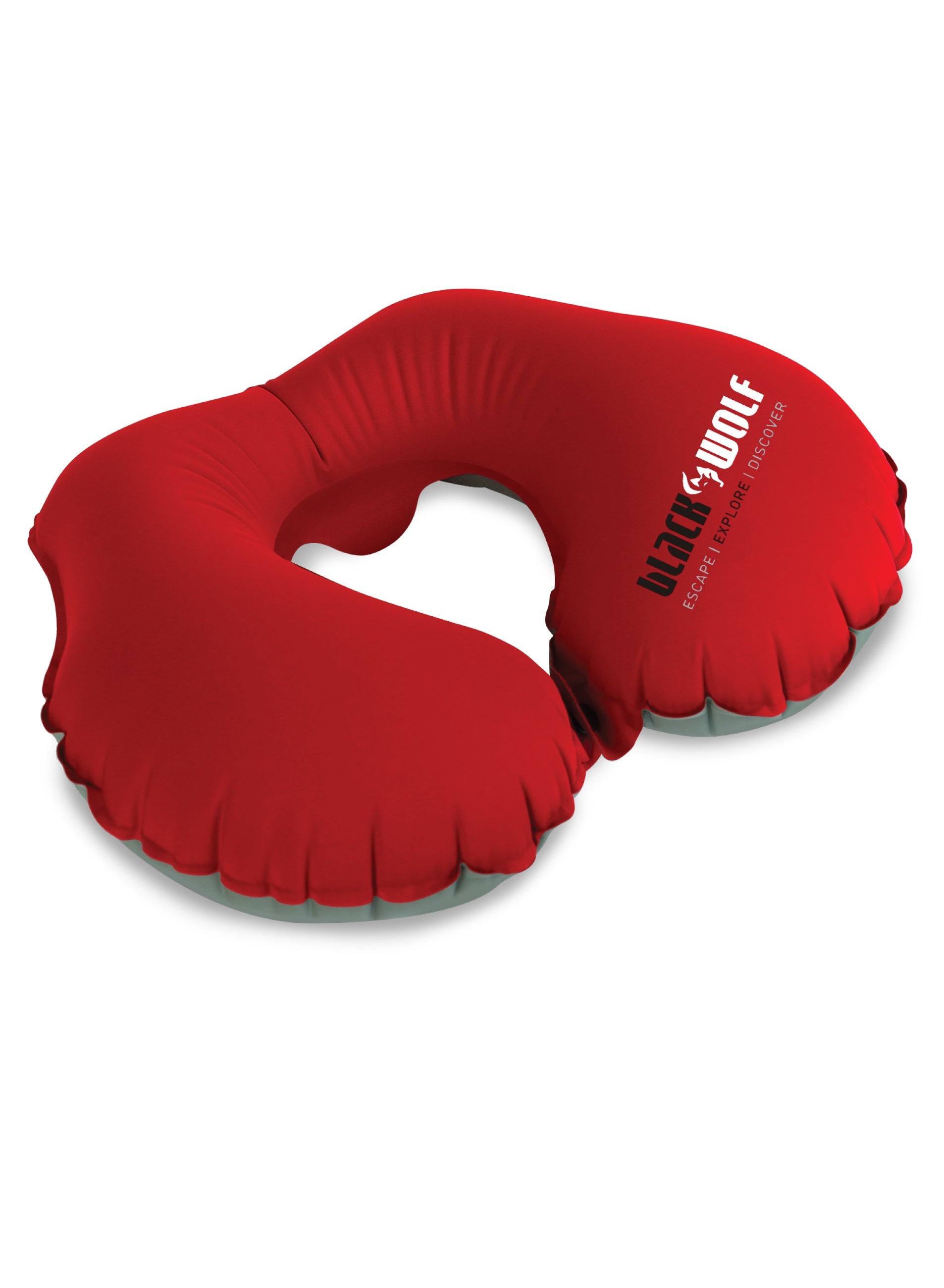 Black Wolf Air Lite Travel Inflatable Neck Pillow - Red | Ultra Comfort for Airplane, Car & Office Use