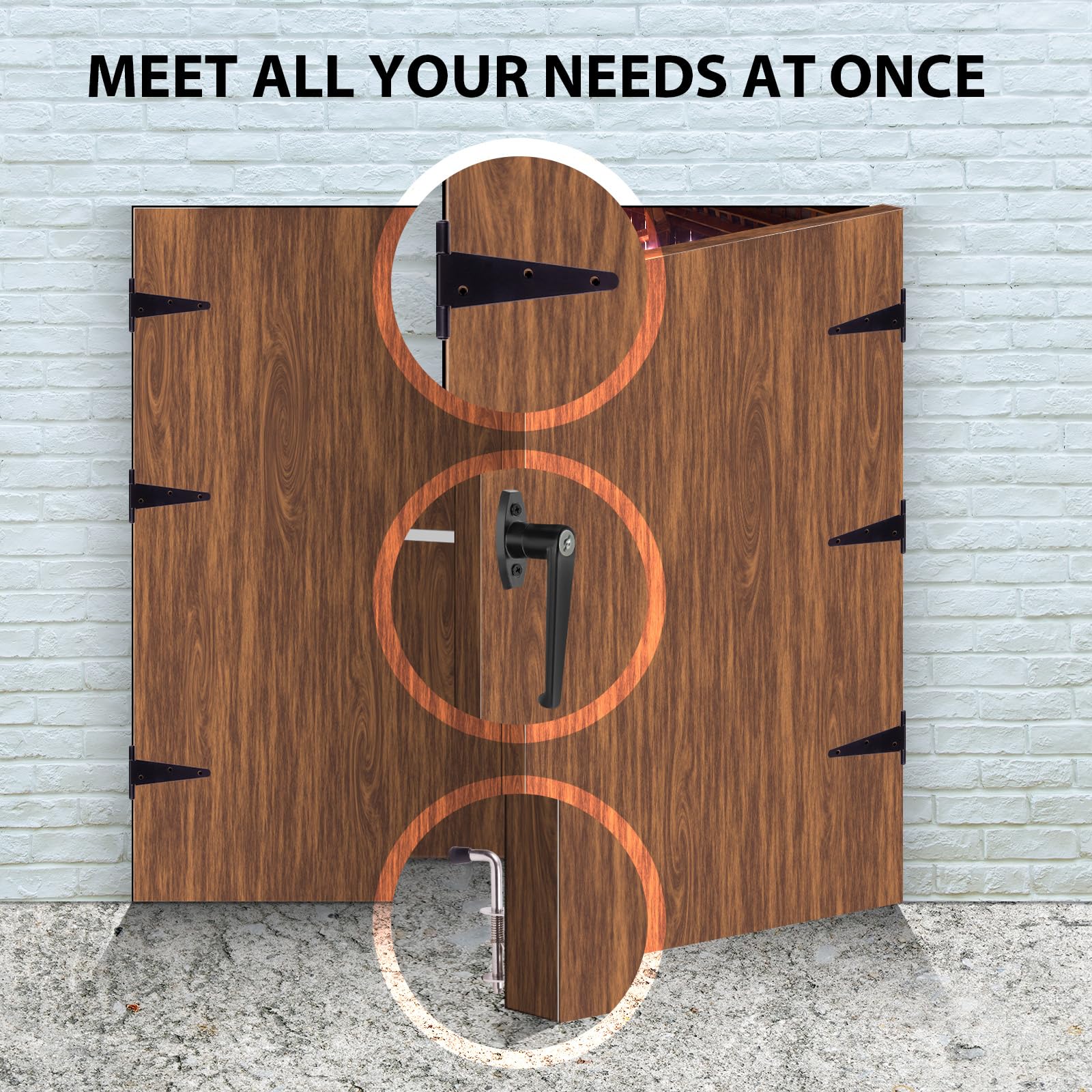 Double Door Shed Hardware Kit - Heavy Duty Hinges, Secure Latches & L-Handle Lock - Includes Window & Door Hinge Set for Gates, Playhouses & Outdoor Storage - Perfect for DIY Sheds, Playrooms & Garden Storage Solutions
