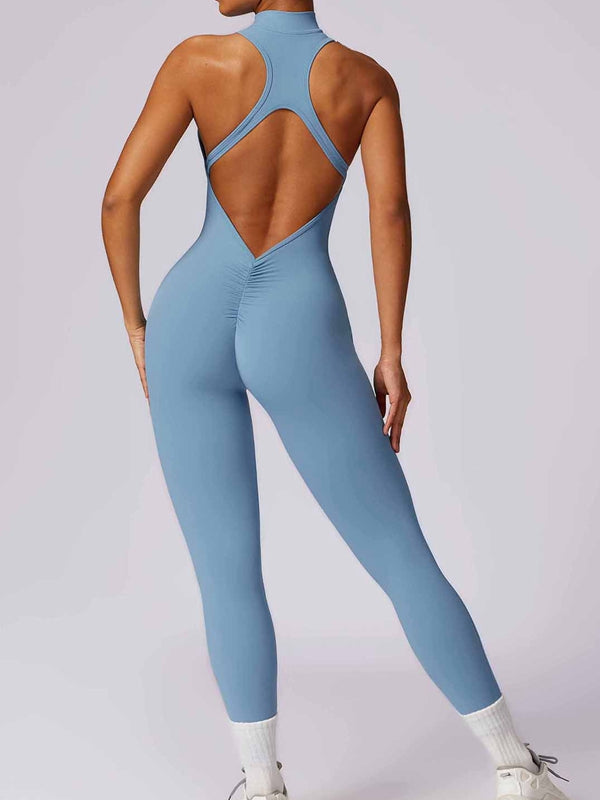 ZASUWA Women's Sexy Zipper Cutout Scrunch Bum Jumpsuit - High Waisted Bodycon Romper for Night Out, Party & Club Wear