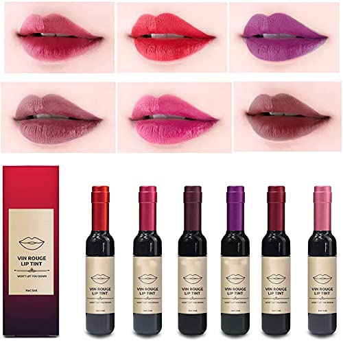 Long Lasting Matte Waterproof Wine Lipstick Set - 6Pcs Liquid Lip Gloss & Lip Stain, Valentine's Day Gift Kit for Women, Girlfriends & Moms | Perfect for Parties, Date Nights & Special Occasions (Style B)