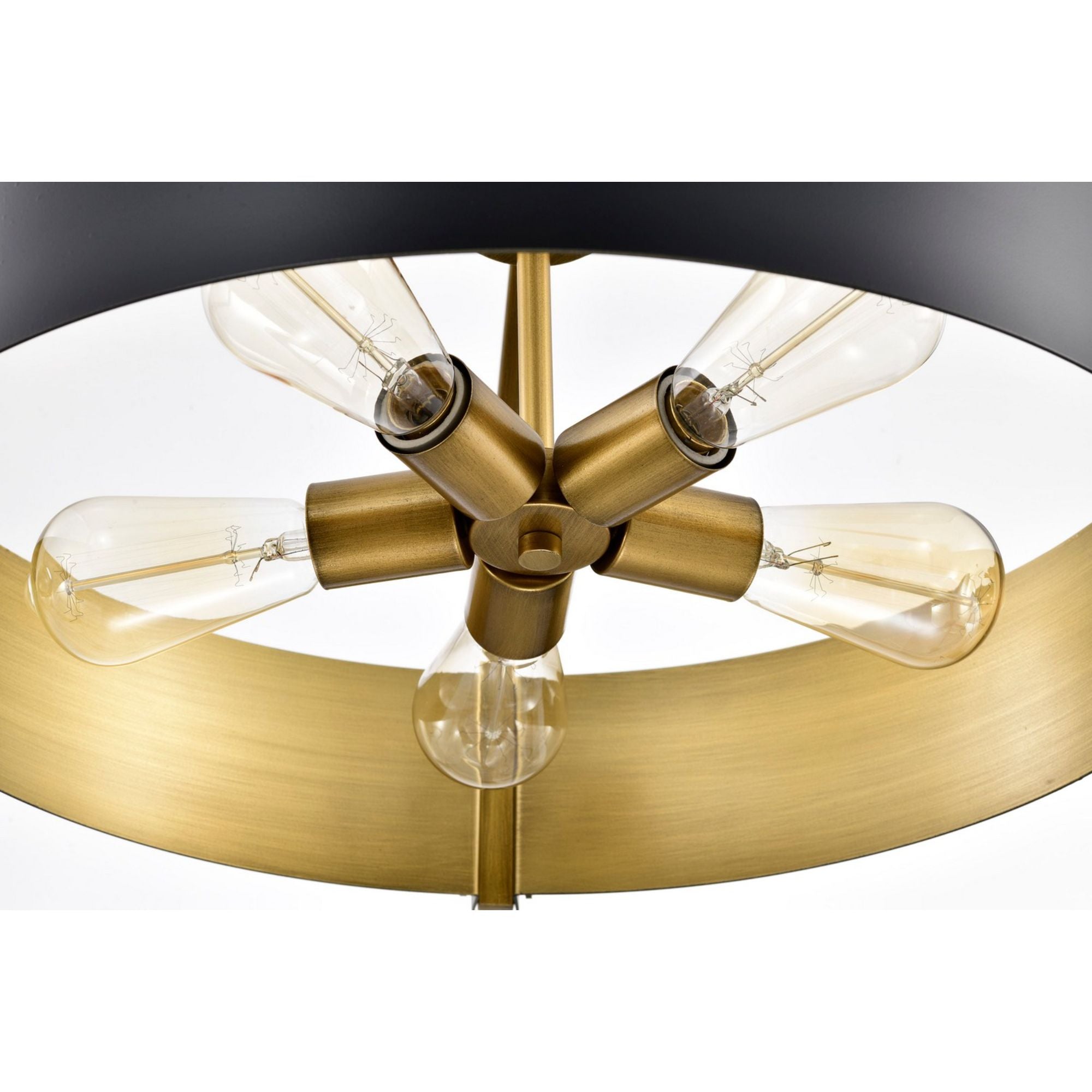 22 Inch 5-Light Modern Pendant Lighting Fixture - Matte Black & Natural Brass Finish for Dining Room, Kitchen Island or Entryway