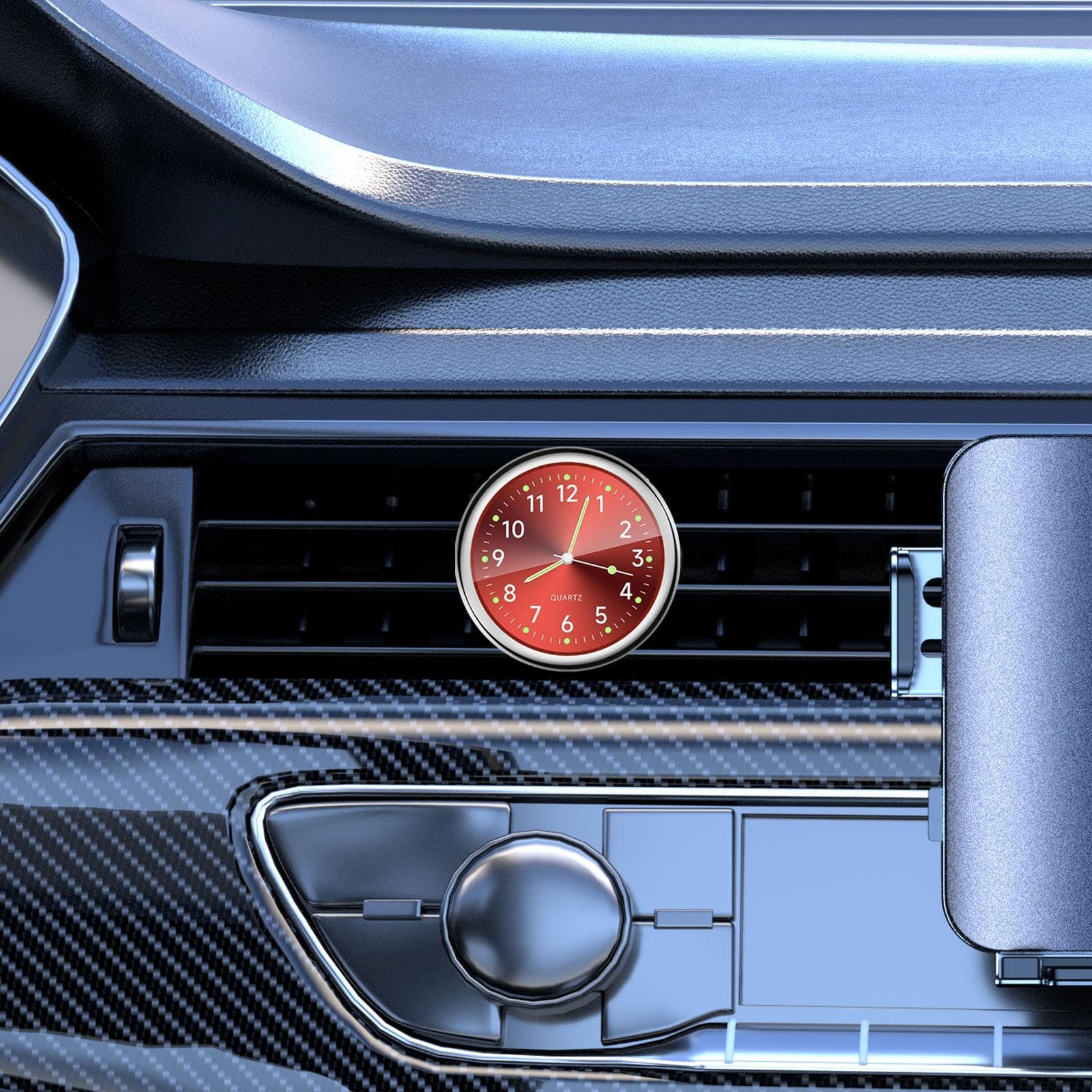Luminous Car Vent Clock - 4cmx0.8cm Red Dashboard Clock for Automotive Decor, Night Driving & Vehicle Accessories | Perfect for Road Trips, Commuting & Gift Giving