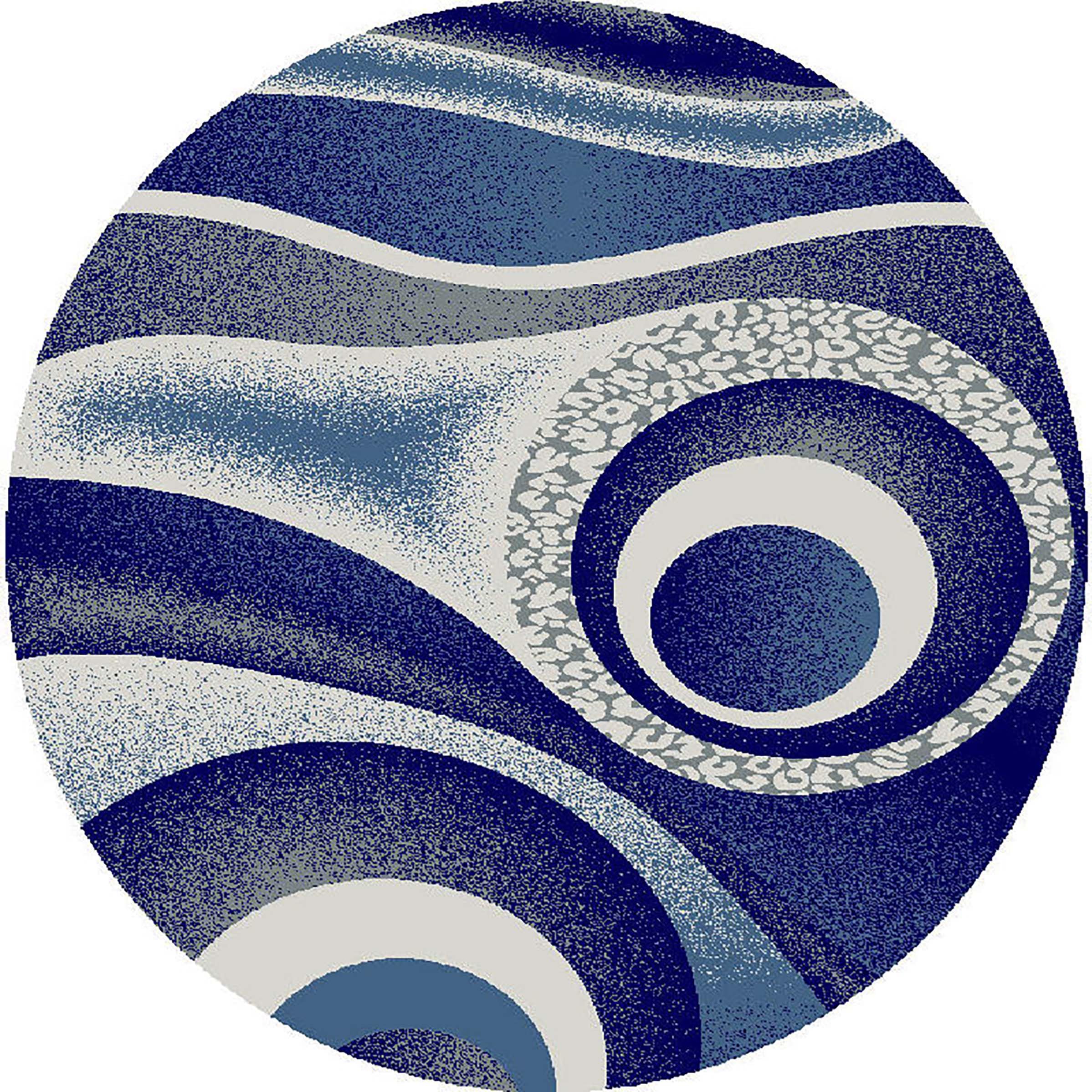 6ft Round Abstract Modern Contemporary Area Rug - Premium Thick Colorful Carpet for Living Room, Bedroom, Office - Navy Blue (1504) - Soft & Durable Home Decor