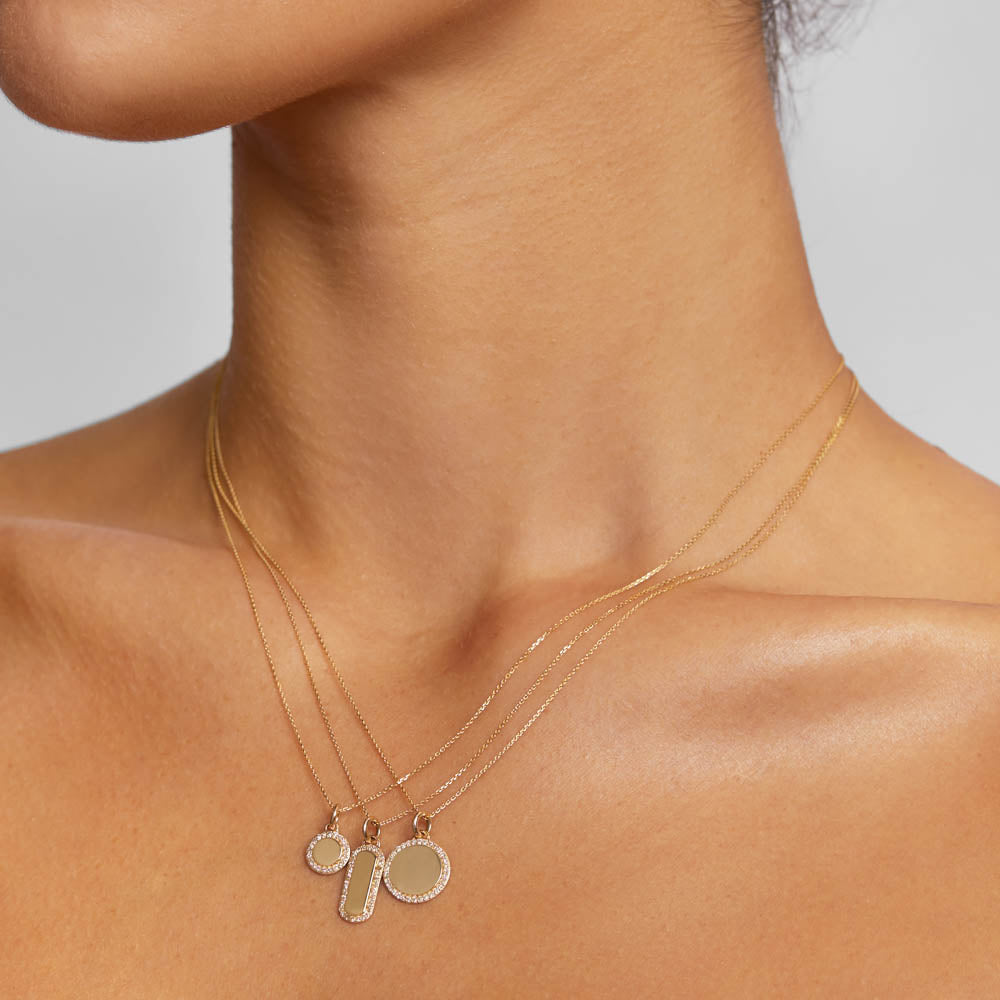 10k Gold Engravable Diamond Disc Necklace - Personalized Jewelry Gift for Women, Perfect for Anniversaries, Birthdays & Special Occasions