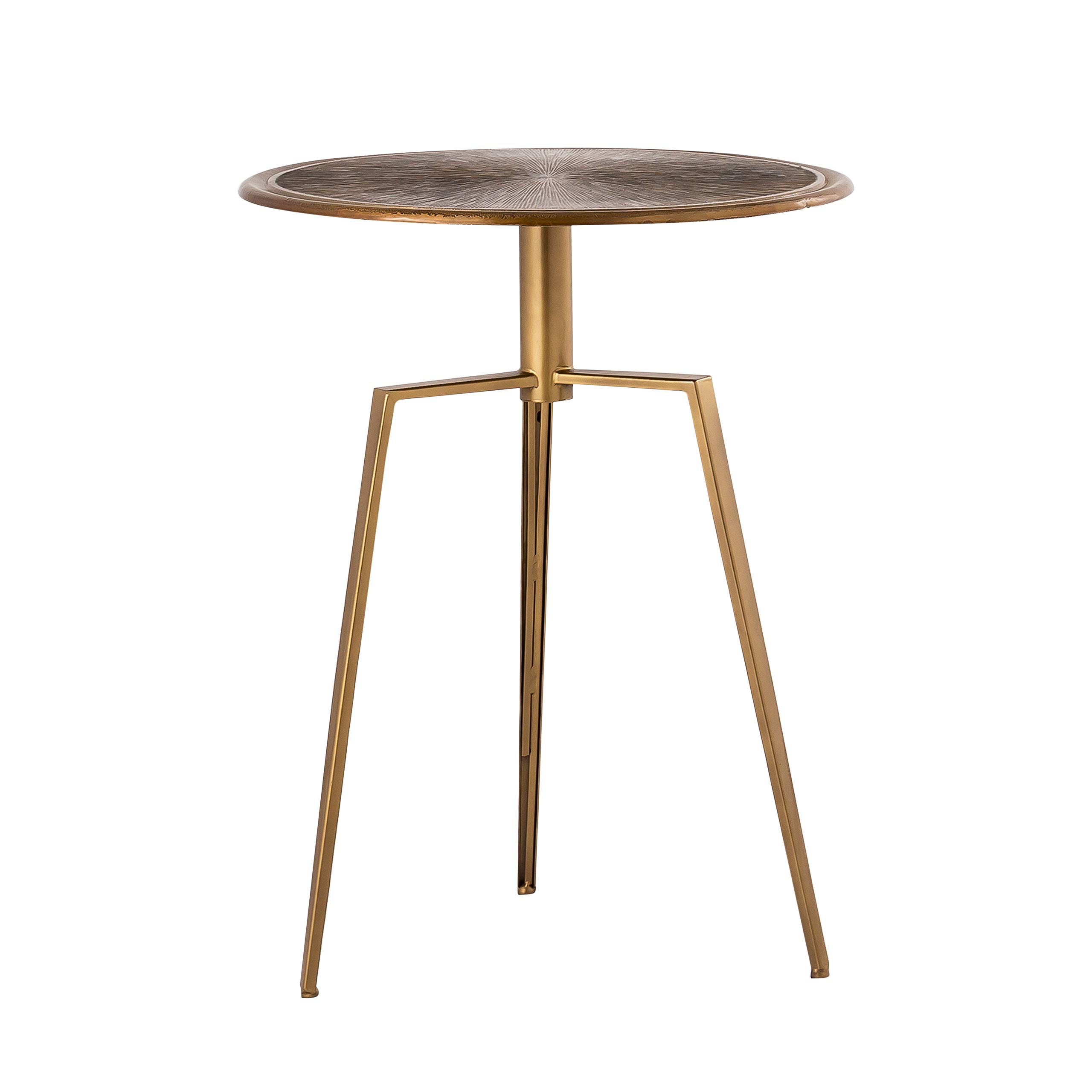 Pasargad Home Byzantine Delos Design Round Side Table - Antique Brass Finish Metal Accent Table for Living Room, Bedroom & Office - Perfect for Coffee, Books & Decor