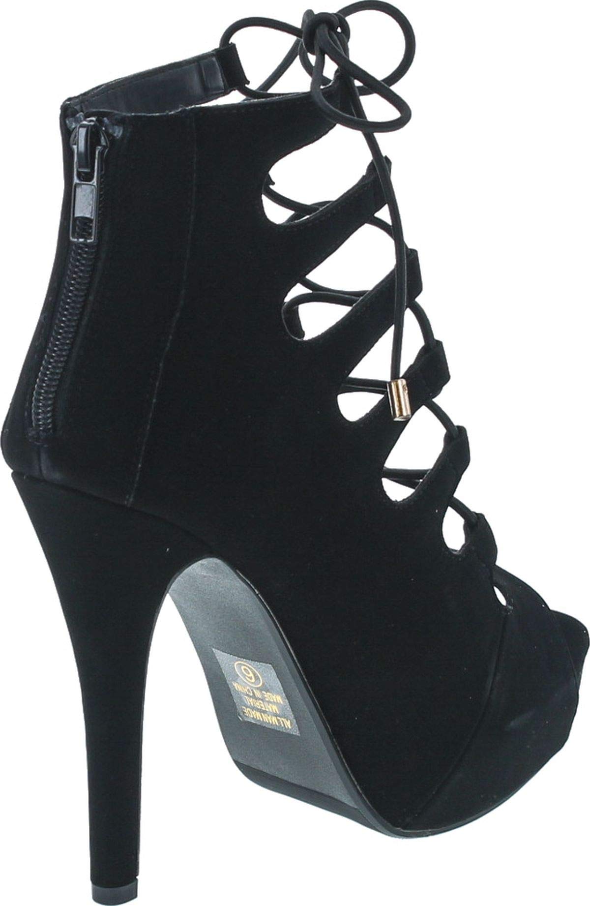 Stylish Patron Women's Platform Lace Up Heels - Black Size 10 | Comfortable High Heels for Party, Wedding & Evening Events