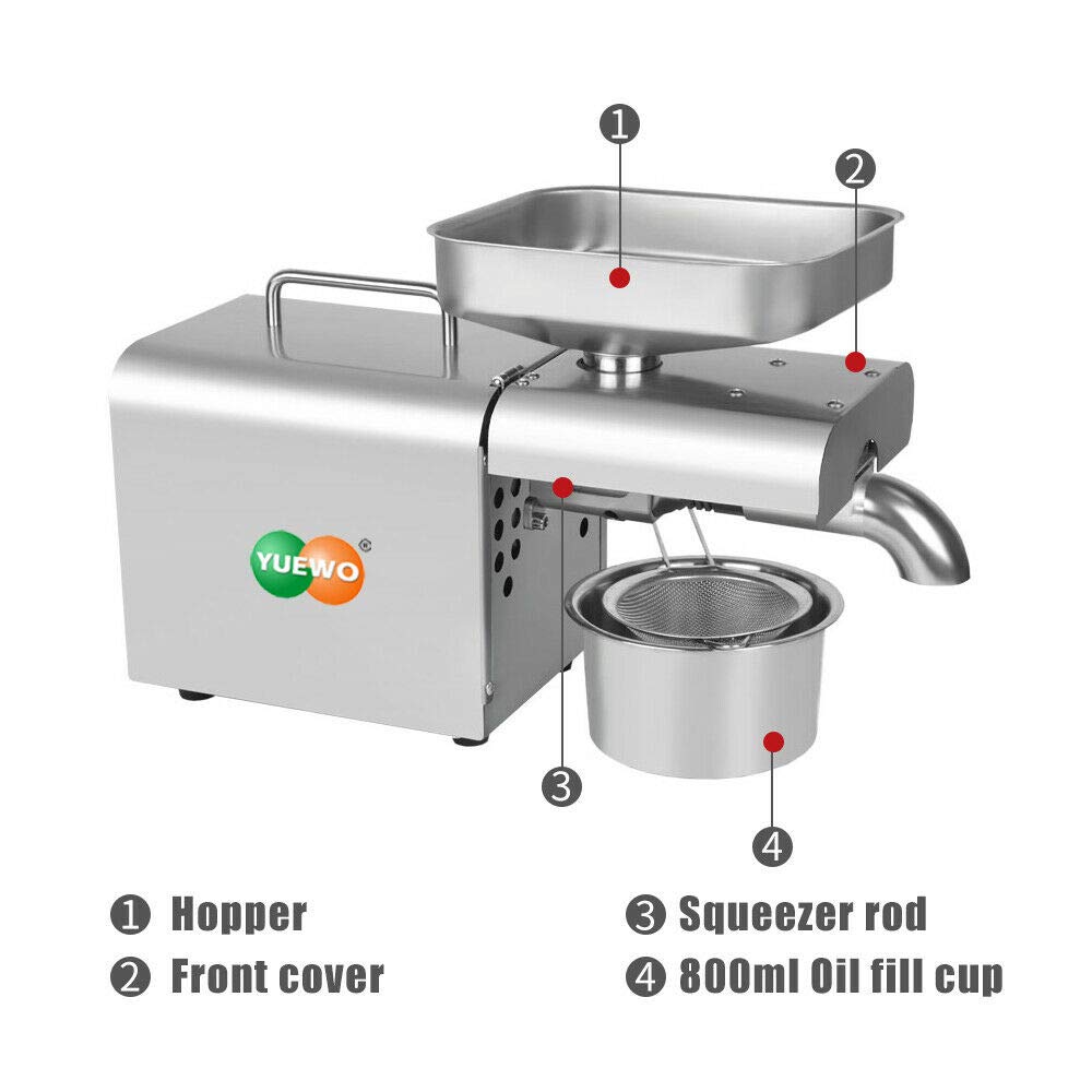 Automatic Electric Oil Press Machine for Home - Cold Press Nut & Seed Oil Extractor for Peanut, Almond, Flaxseed, Sesame, Sunflower, Pumpkin, Hemp, Castor, Perilla, Canola | DIY Healthy Cooking, Salad Dressings, Skincare & Haircare