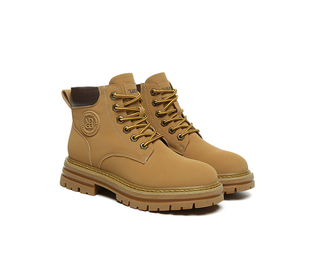 EVERAU® Women's UGG Boots - Genuine Leather & Sheepskin Wool Lace-Up Winter Boots (Aubrey Style) for Cold Weather, Snow, and Outdoor Activities