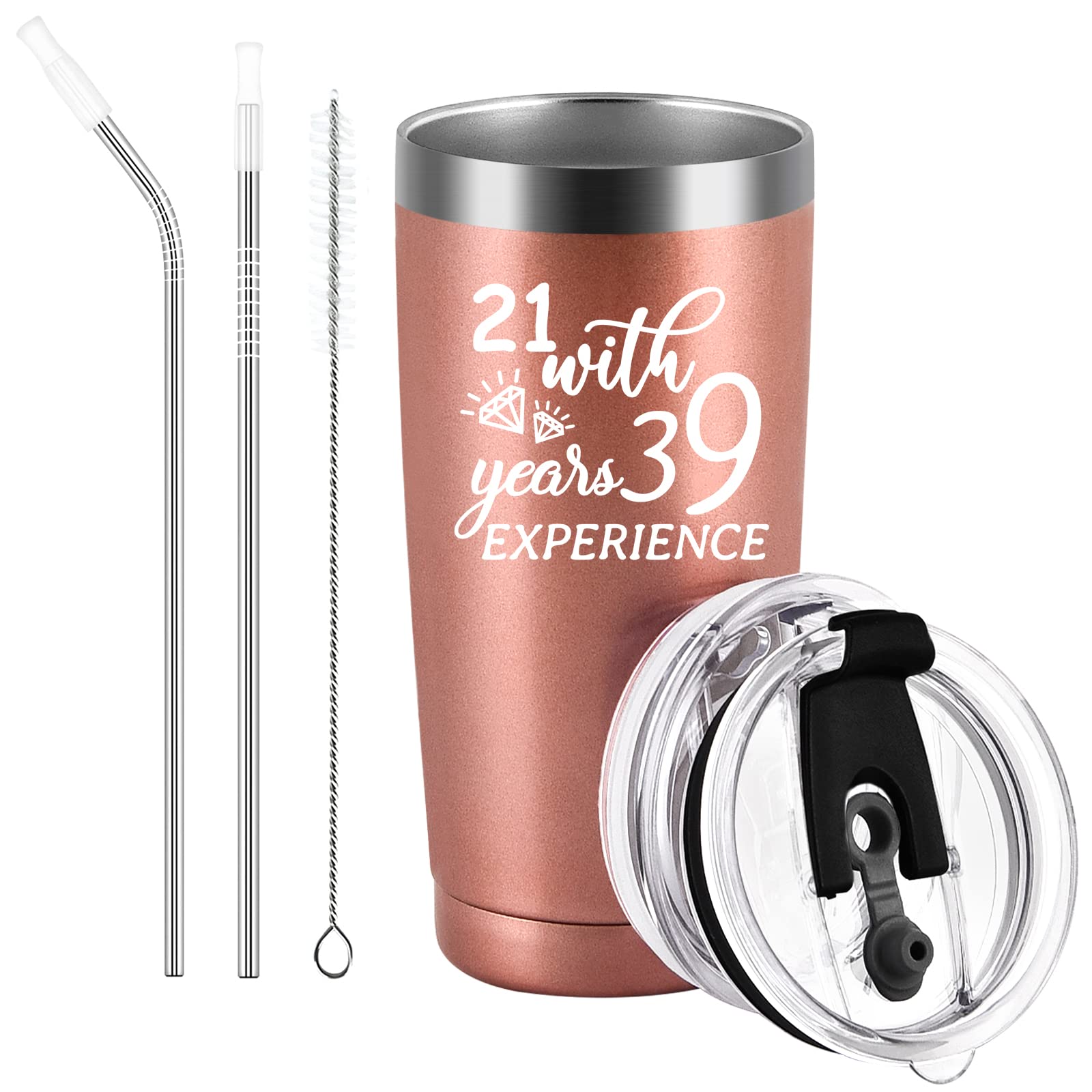 Gingprous 60th Birthday Gifts for Women - 20oz Insulated Stainless Steel Travel Tumbler with Rose Gold Finish - Perfect for Mother's Day, Best Friends, Coworkers & Moms - Great for Coffee, Tea & Cold Drinks at Work, Travel or Home