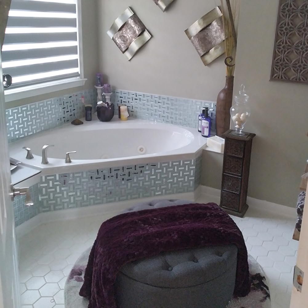 Premium Crystal Diamond Mirror Mosaic Tiles - Silver Brick Flat Glass Mosaic for Kitchen Backsplash & Bathroom Wall Decor (6 Sheets) - Perfect for Home Renovation, DIY Projects, and Luxury Interior Design