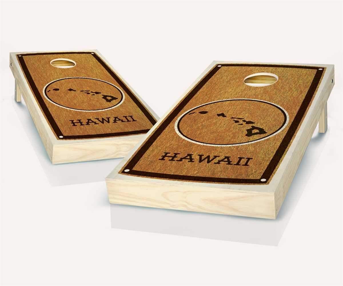 Hawaii State Themed Stained Cornhole Boards Set with 8 Bags & Accessories - Premium Outdoor Lawn Game for Backyard Parties, Tailgating & Beach Fun