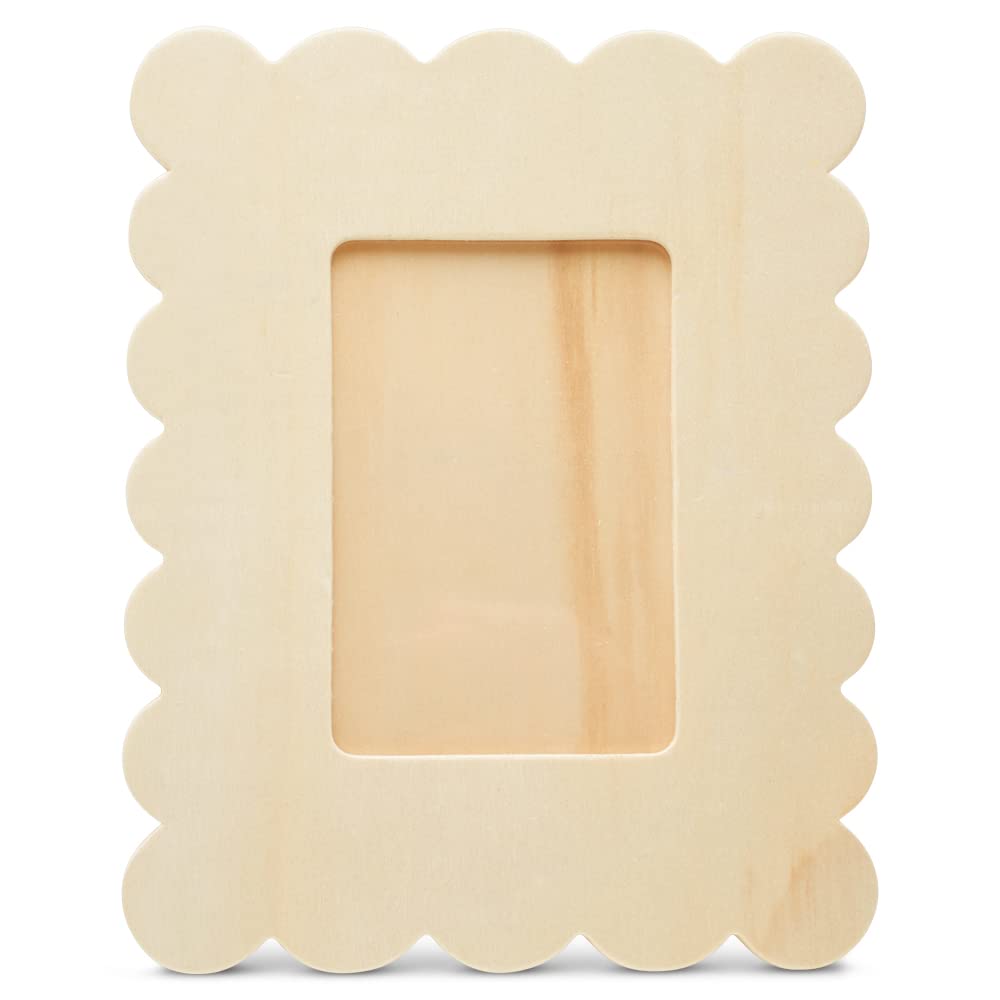 Scalloped Wooden Picture Frames - Pack of 10 for Home Decor & Crafts