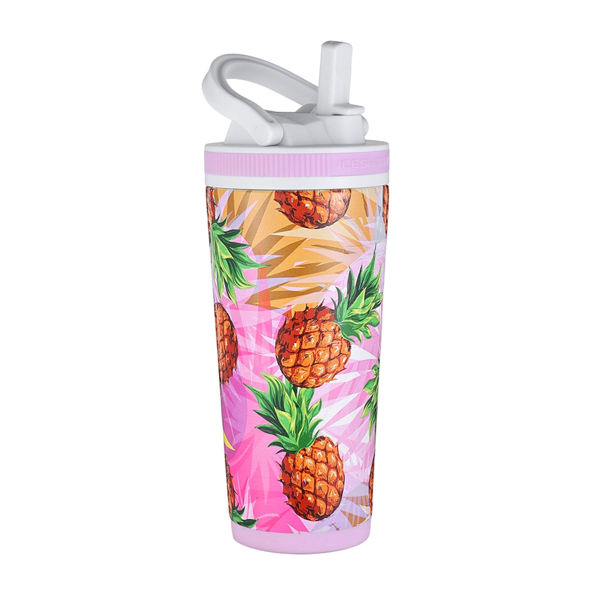 26oz Insulated Sports Water Bottle with Straw - BPA Free, Leak Proof, Pineapple Design - Perfect for Gym, Hiking & Outdoor Activities