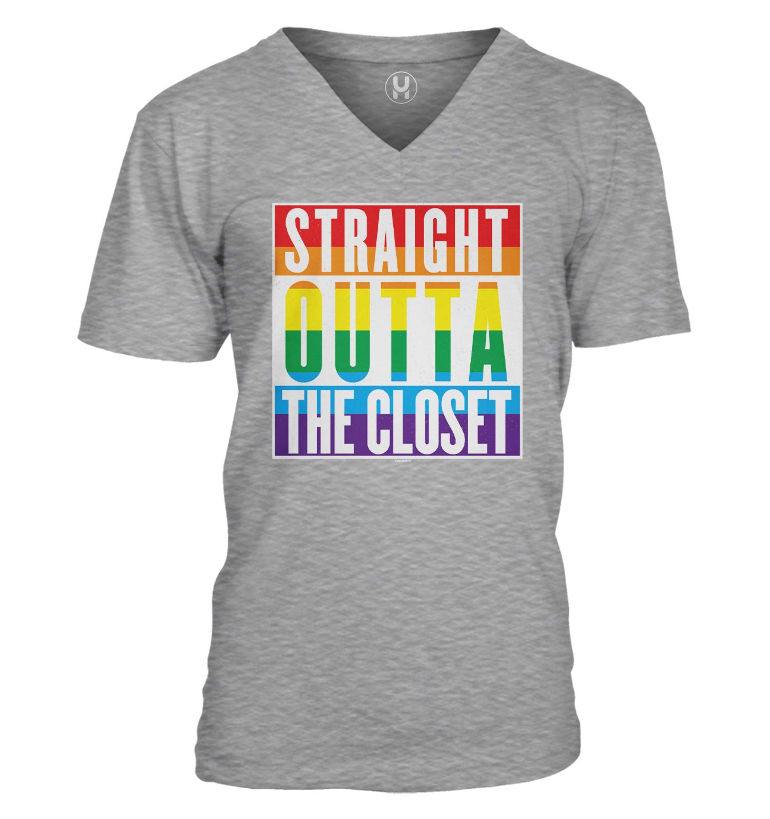 Haase Unlimited Straight Outta The Closet Gay Pride Unisex V-Neck T-Shirt - LGBTQ+ Pride Month, Rainbow Flag Apparel for Men & Women - Perfect for Pride Parades, Festivals and LGBTQ+ Support