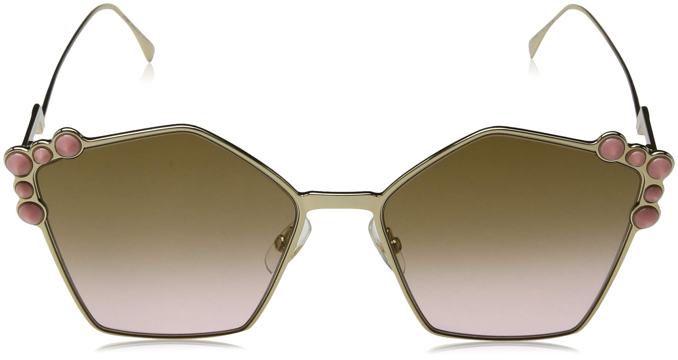 Fendi Women's Rose Gold Geometric Sunglasses with Brown Lenses - UV Protection Fashion Shades for Women - Perfect for Beach, Driving & Outdoor Activities