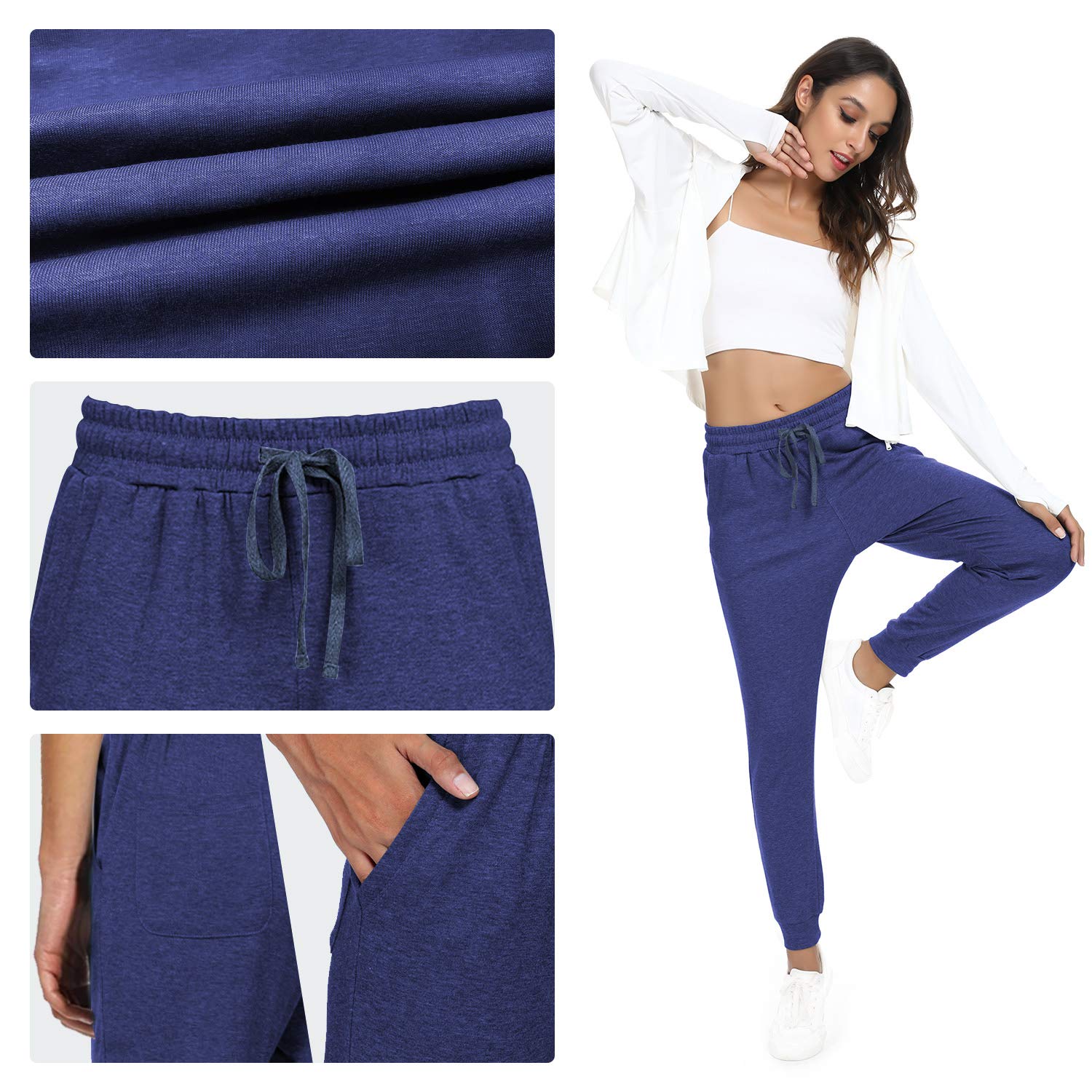 Women's Cotton Jogger Pants - Tapered Yoga Sweatpants with Pockets for Workout, Lounge & Running | Comfortable Casual Athletic Pants for Women | Perfect for Gym, Travel & Everyday Wear