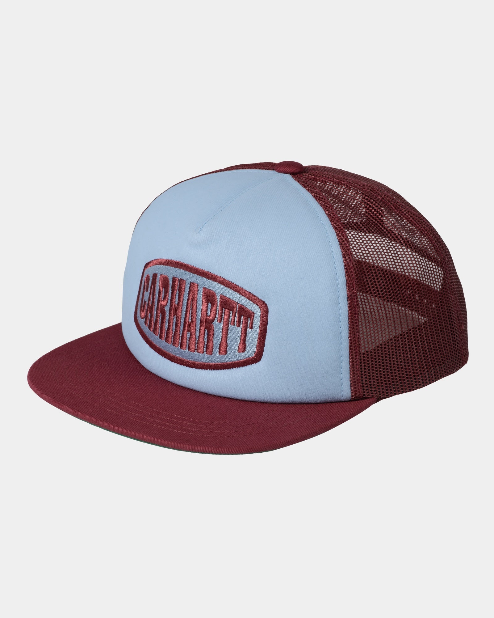 Stylish Graphic Trucker Hat for Men & Women - Mulberry & Frosted Blue Adjustable Snapback Cap - Perfect for Outdoor Activities, Sports, and Casual Wear
