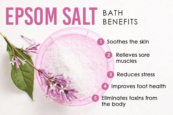 Organic Epsom Salt (MgSO4) for Muscle Relief & Pain - 1kg Pouch - Detox Bath Soak for Skin, Hair & Body Care - Perfect for Relaxation, Sore Muscle Recovery & Spa Nights