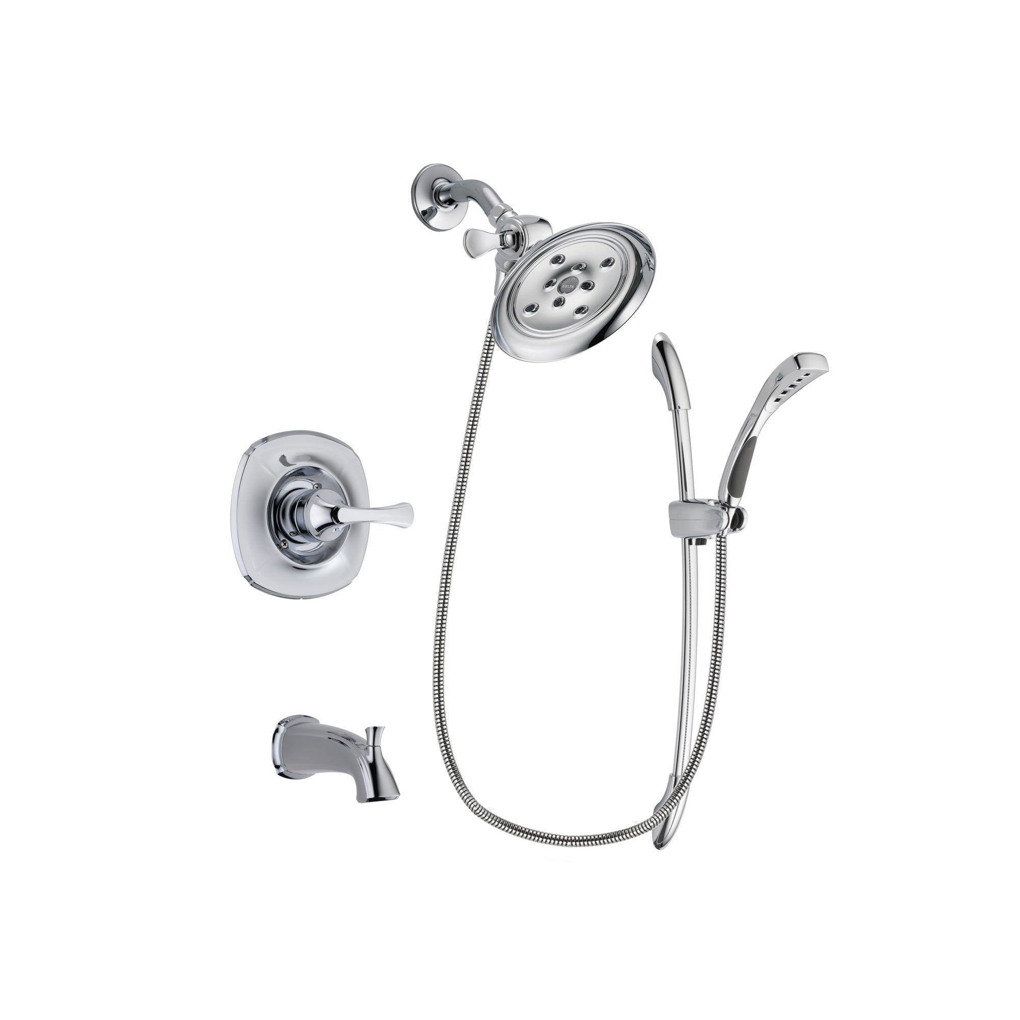 Delta Addison Chrome Finish Tub and Shower Faucet System with Large Rain Showerhead, Handheld Shower, Slide Bar, Rough-in Valve & Tub Spout – Perfect for Bathroom Renovation & Spa-Like Shower Experience (Model DSP0509V)