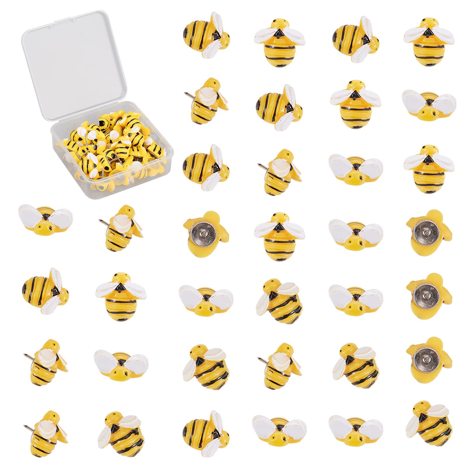 GORGECRAFT 30pcs Bee-Shaped Thumb Tacks - 0.7 Inch Iron Push Pins for Wall Decor, Photos, Maps & Bulletin Boards - Perfect for Home Office, Classroom & DIY Craft Projects