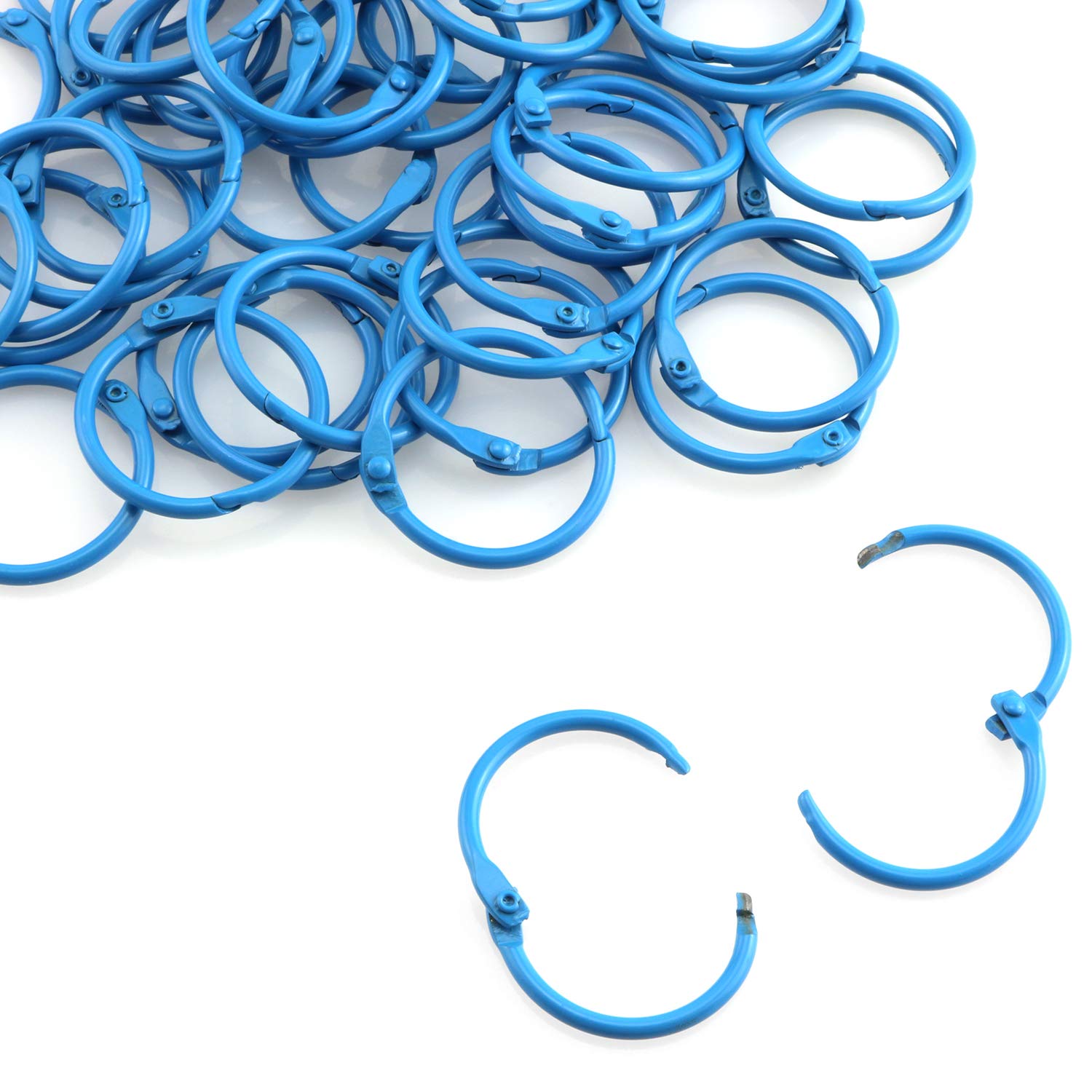 50pcs 1 Inch Book Rings - Metal Loose Leaf Binder Rings for Scrapbooking, Sketchbooks, Photo Albums & DIY Projects - 25mm Hinged Buckle Rings (Blue) - Perfect for School, Office & Craft Organization