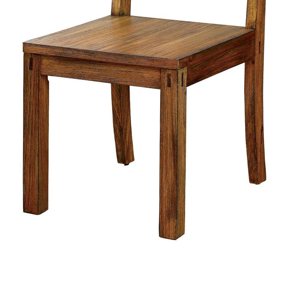 Dark Oak Rustic Style Solid Wood Kitchen Dining Chairs Set of 2 - Panel Back Chairs for Dining Room, Kitchen, Breakfast Nook & Farmhouse Decor