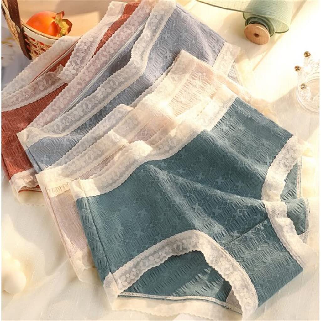 4-Pack Women's Ice Silk Seamless Underwear - Summer Breathable Lace Mid-Waist Shorts (Size L, Color A) | Comfortable for Daily Wear, Yoga & Sleep
