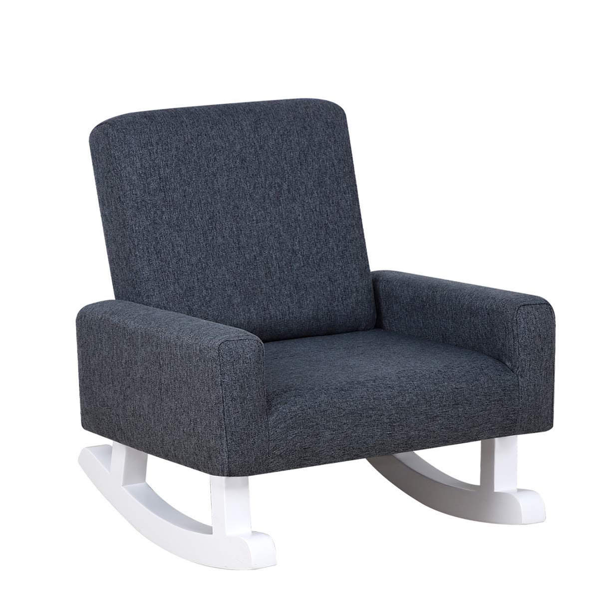 Baby Rocking Chair for Toddlers - Kids Sofa with Linen Fabric & Solid Wood Rockers - Unisex Children's Rocking Armchair - Perfect Birthday Gift for Boys & Girls (Grey) - Ideal for Nursery, Playroom or Bedtime Storytime