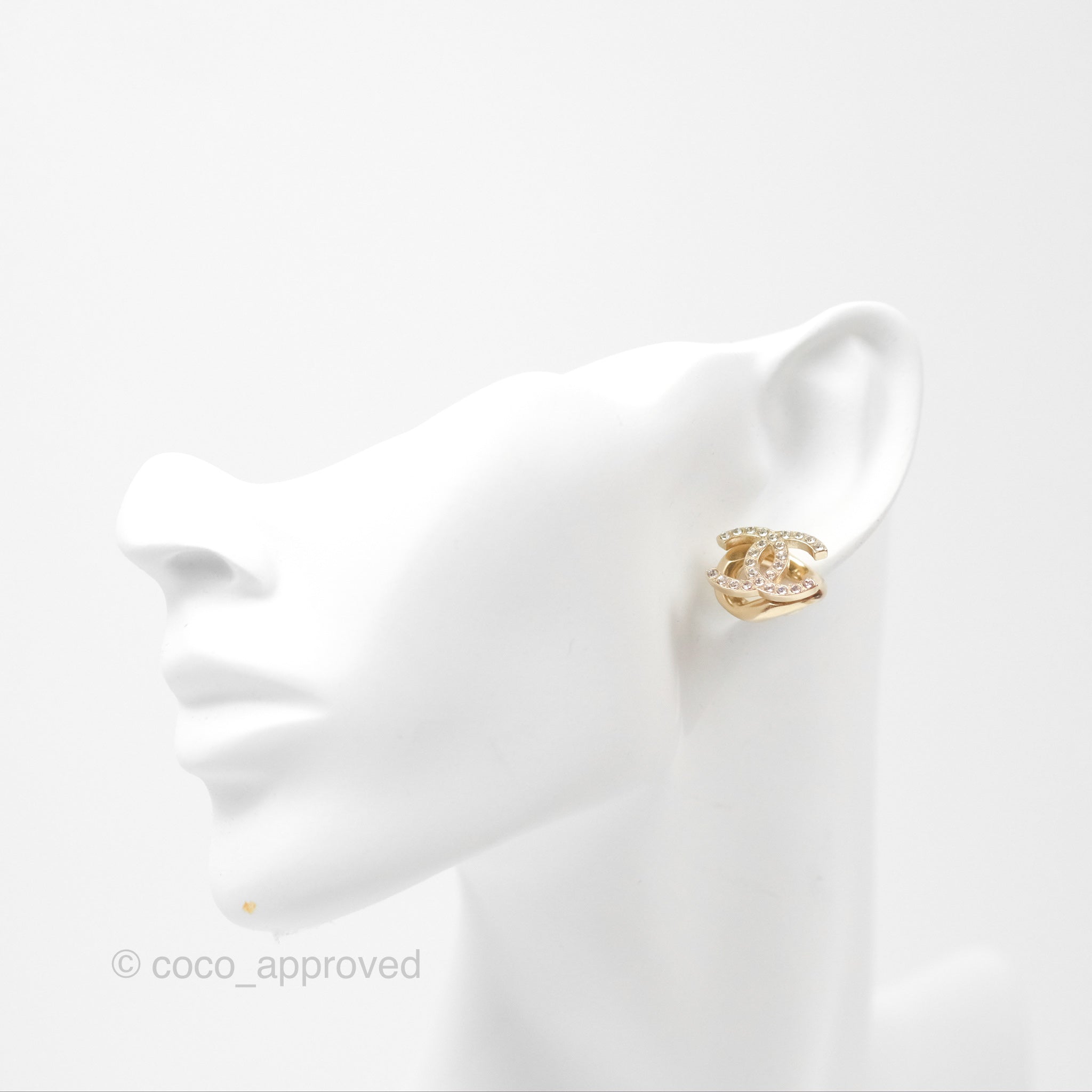 Chanel CC Crystal Gold Chain Earrings - Luxury Fashion Jewelry for Women | Perfect for Parties, Weddings & Special Occasions