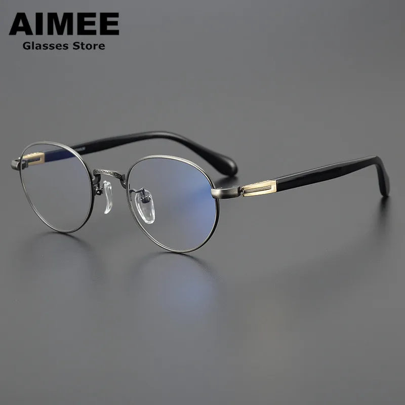 Stylish Aimee Unisex Full Rim Oval Round Titanium Acetate Eyeglasses Frame 11144 - Perfect for Reading, Work & Fashion Accessories