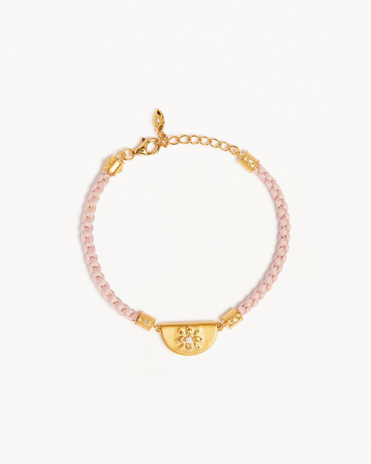 18K Gold Vermeil Lotus Pink Silk Cord Bracelet for Women - Elegant Adjustable Wrap Bracelet for Yoga, Meditation & Boho Fashion