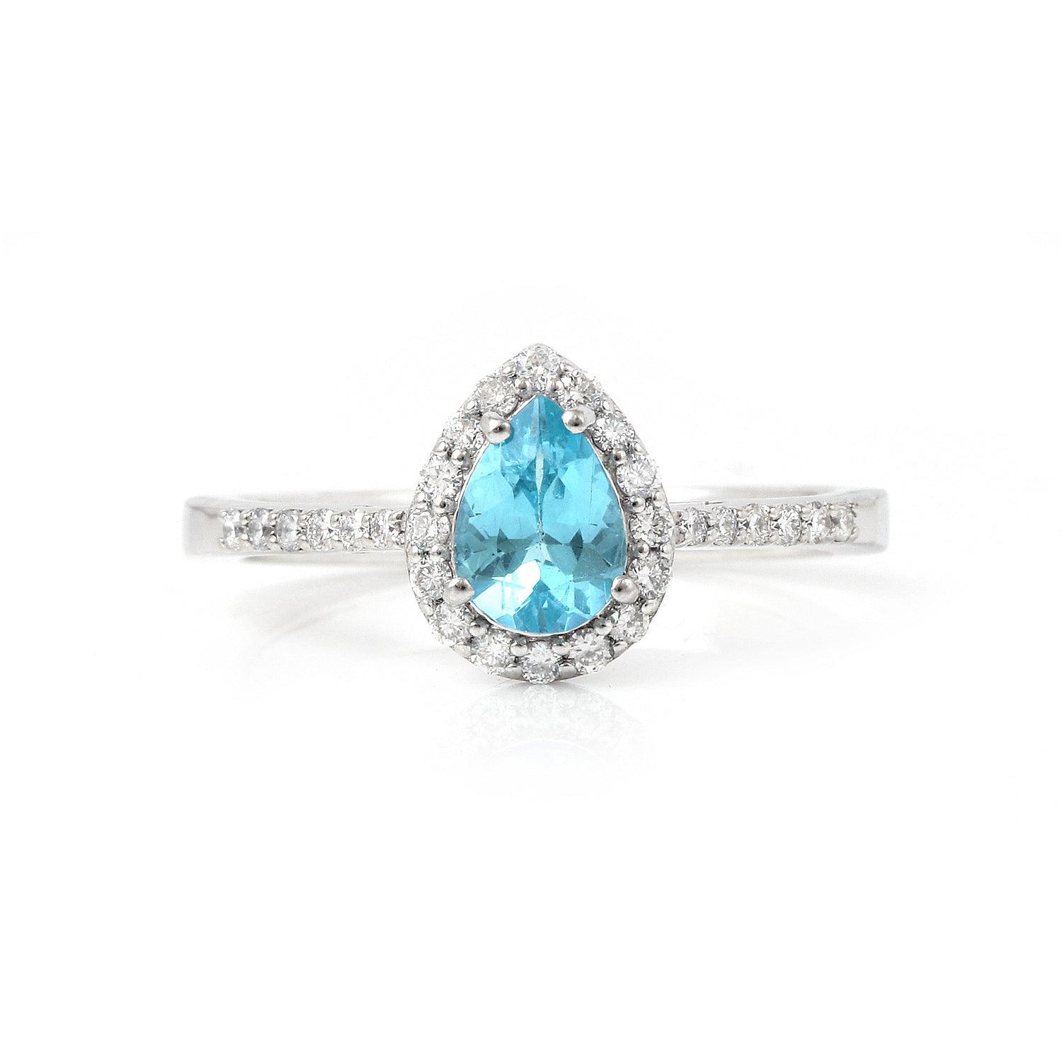 Natural Paraiba Apatite Teardrop Ring - 925 Sterling Silver Handmade Jewelry for Women, Elegant Gift for Birthday, Anniversary & Special Occasions