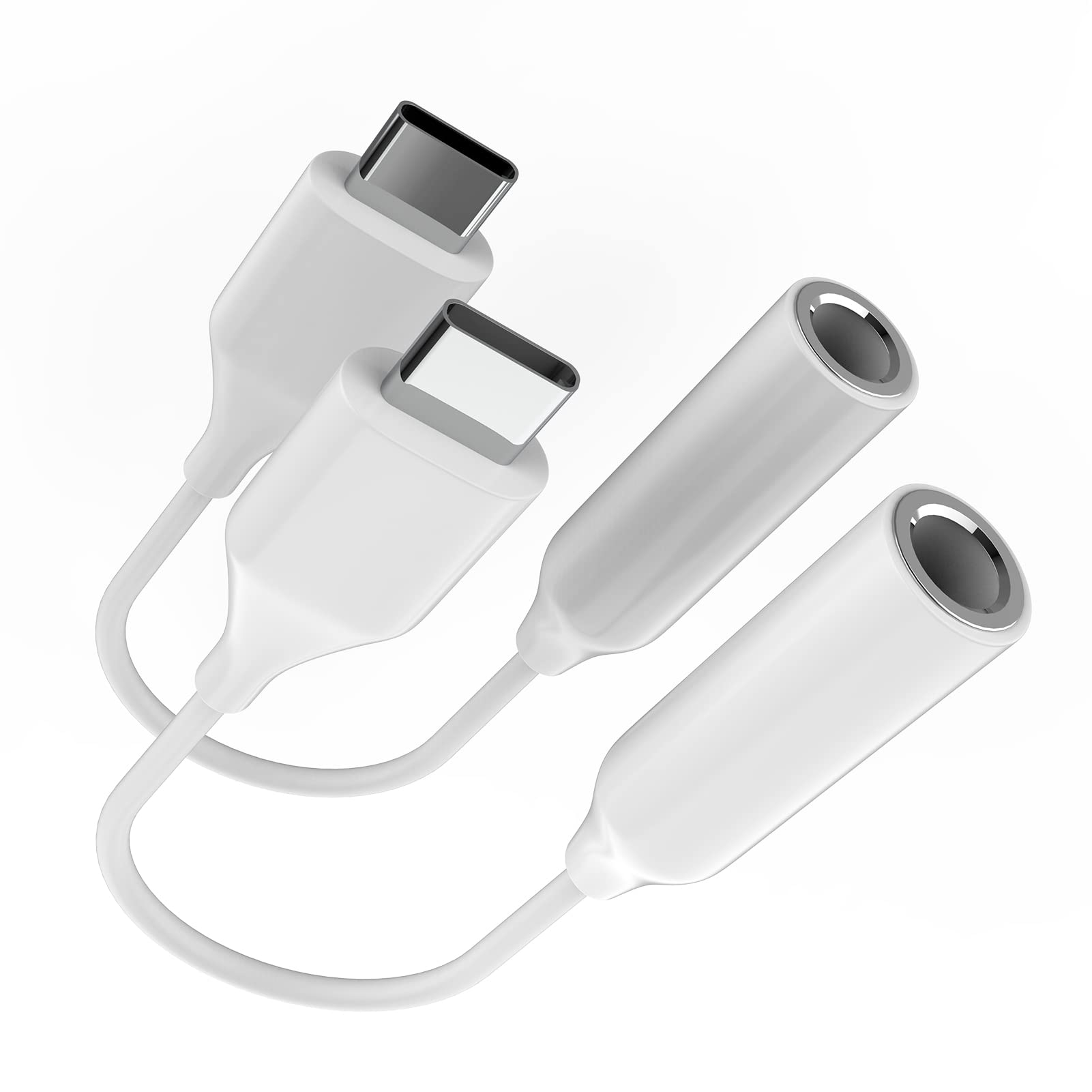 USB C to 3.5mm Headphone Adapter (2-Pack) - Type C Audio Jack Dongle with DAC, Compatible with Samsung Galaxy S20/S21/Note10/Z Flip3, iPad Pro/Air 2020/2021 - Perfect for Music, Gaming & Conference Calls