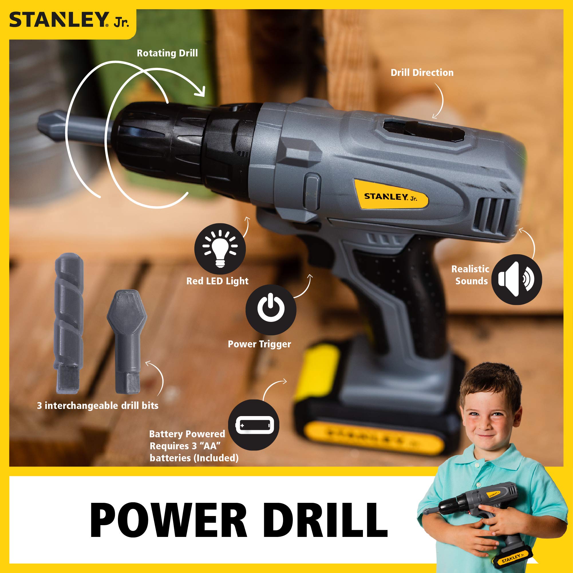 Cordless Electric Drill with Battery - 20V Power Tool Kit for DIY Home Improvement, Woodworking & Metal Projects