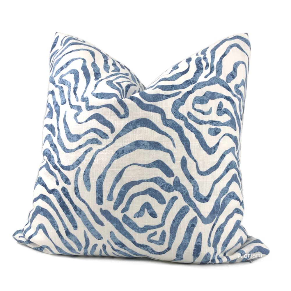 Aeryn Blue and White Wavy Lines Decorative Pillow Cover - Soft & Stylish Cushion Case for Sofa, Bed, Living Room, and Home Decor