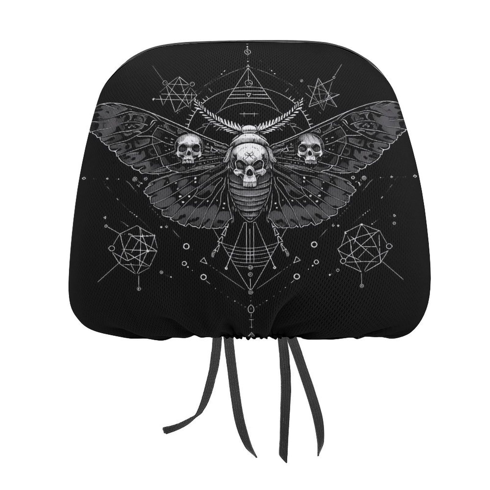 Death Moth Universal Car Headrest Cover - Full Wrap Seat Protector (1PC) | Durable Car Accessories for Sedans, SUVs & Trucks | Perfect for Road Trips & Daily Commute