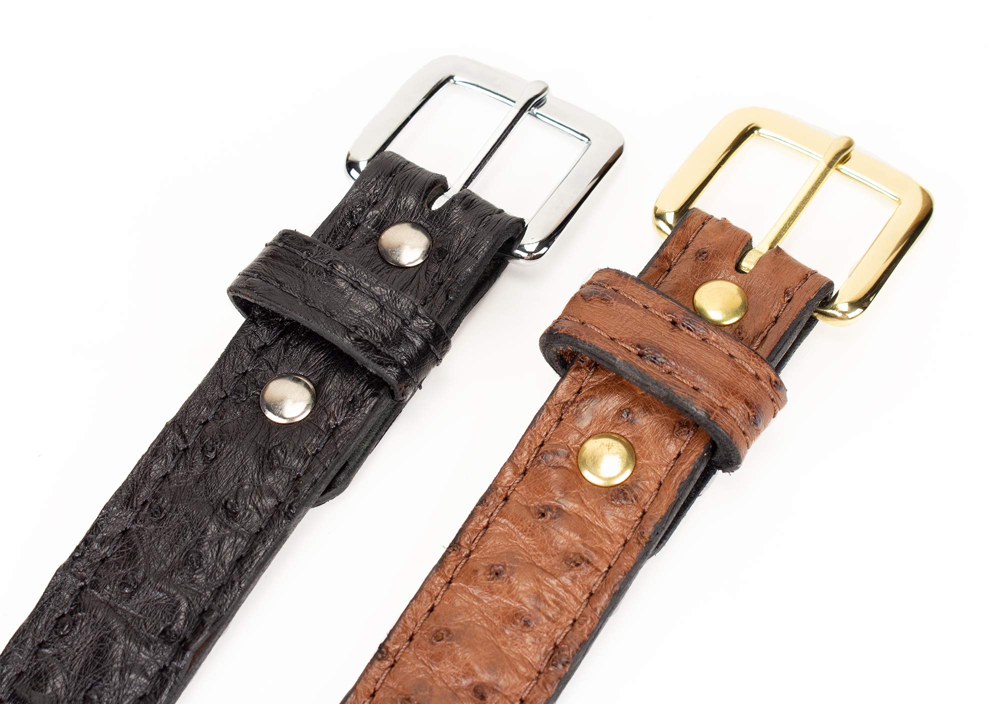 Authentic Ostrich Skin Leather Belt for Men - Premium Handmade Dress Belt for Business & Formal Occasions