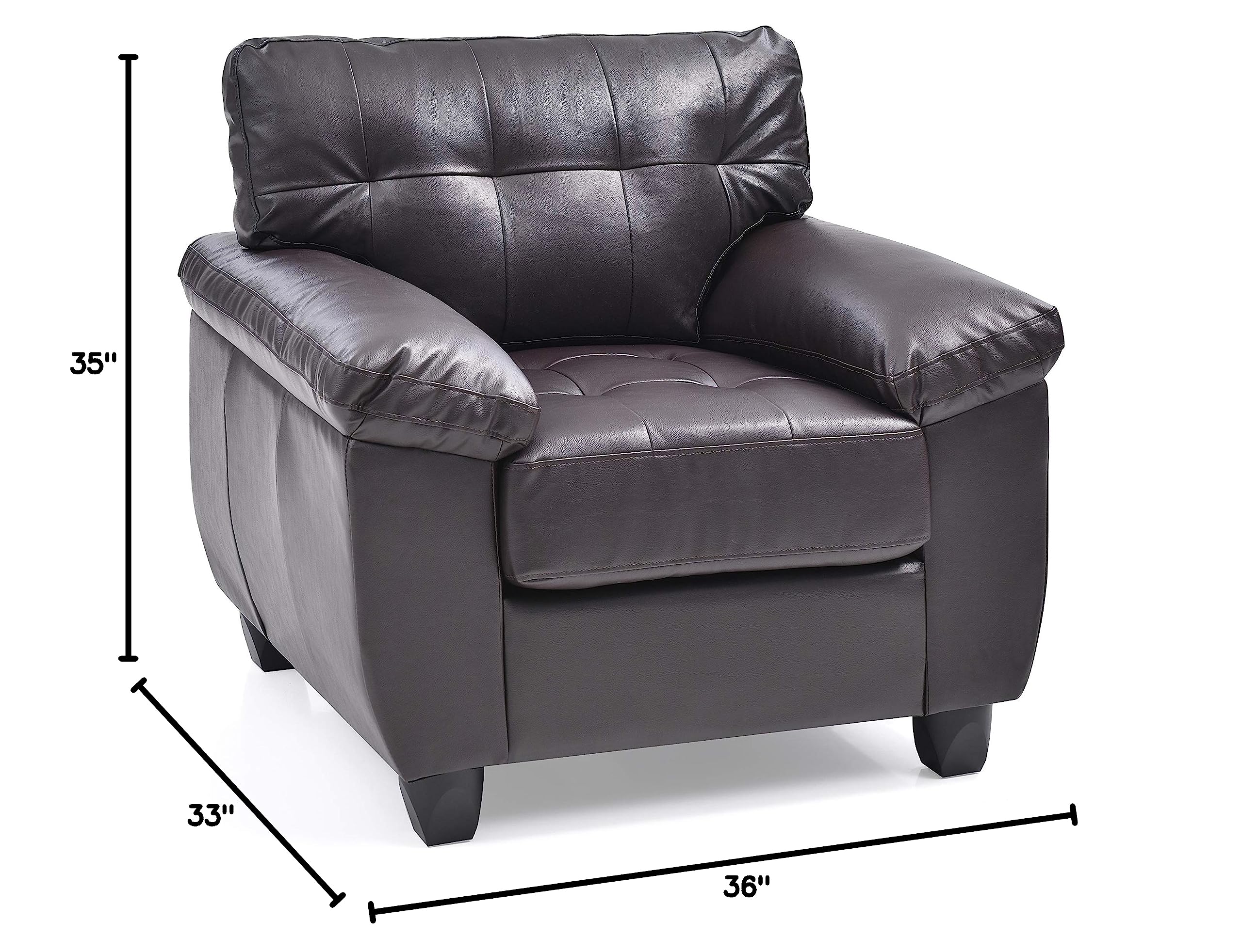 Premium Faux Leather Accent Chair in Cappuccino Brown - Modern Living Room Seating for Home Office, Lounge & Reading Nook