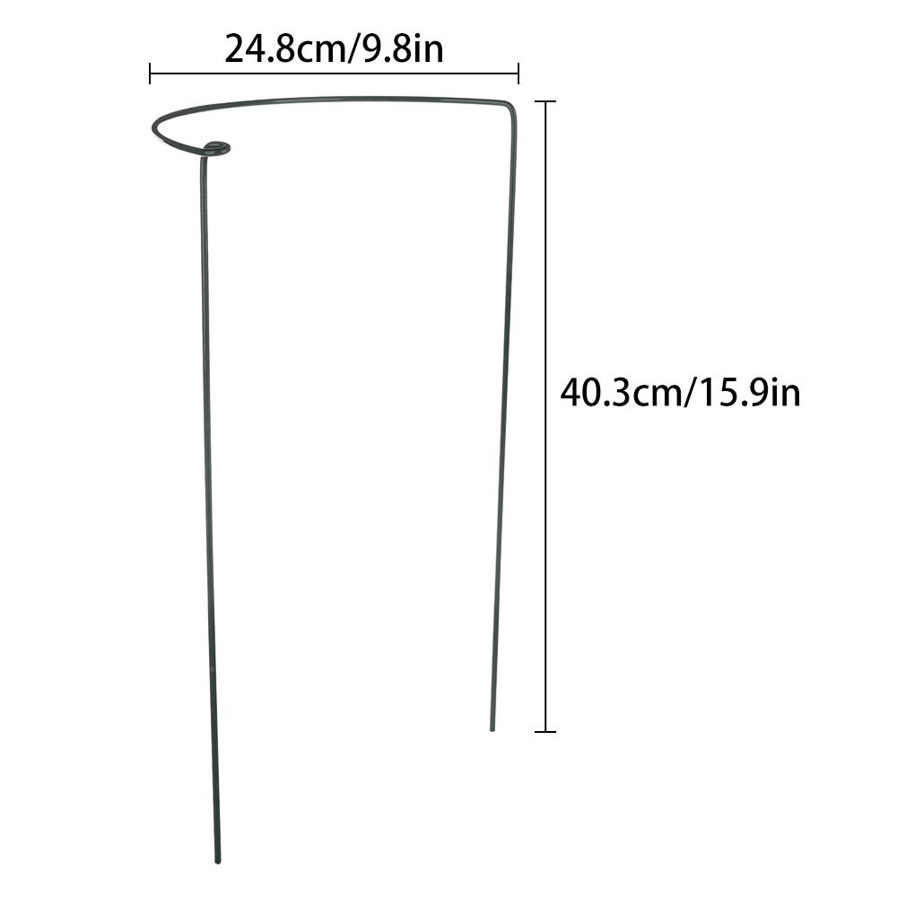 Green Iron Wire Half Round Plant Support Stakes & Rings for Climbing Plants, Vegetables, Flowers, Vines - Set of 2 | Garden Plant Stem Support for Tomatoes, Peas, Roses | Outdoor Gardening Accessories