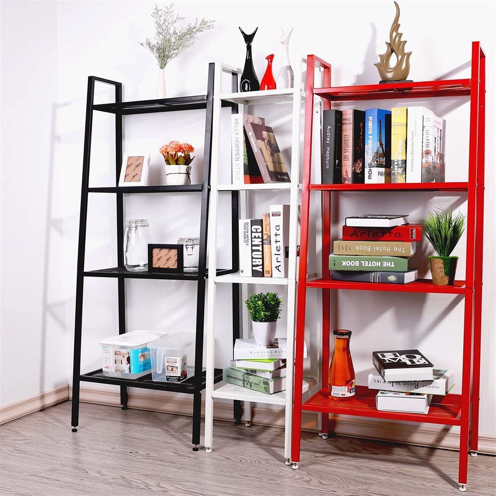 4-Tier Metal Storage Shelf Organizer - Space Saving Multipurpose Rack for Kitchen, Bathroom, Bedroom, Garden & Balcony - Black (Perfect for Home Organization & Decoration)