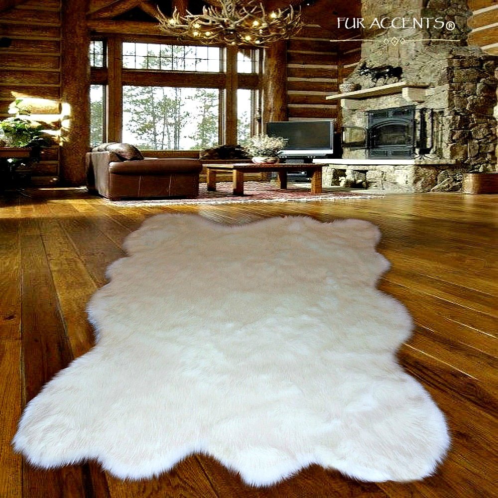 Soft White Faux Fur Rug 60