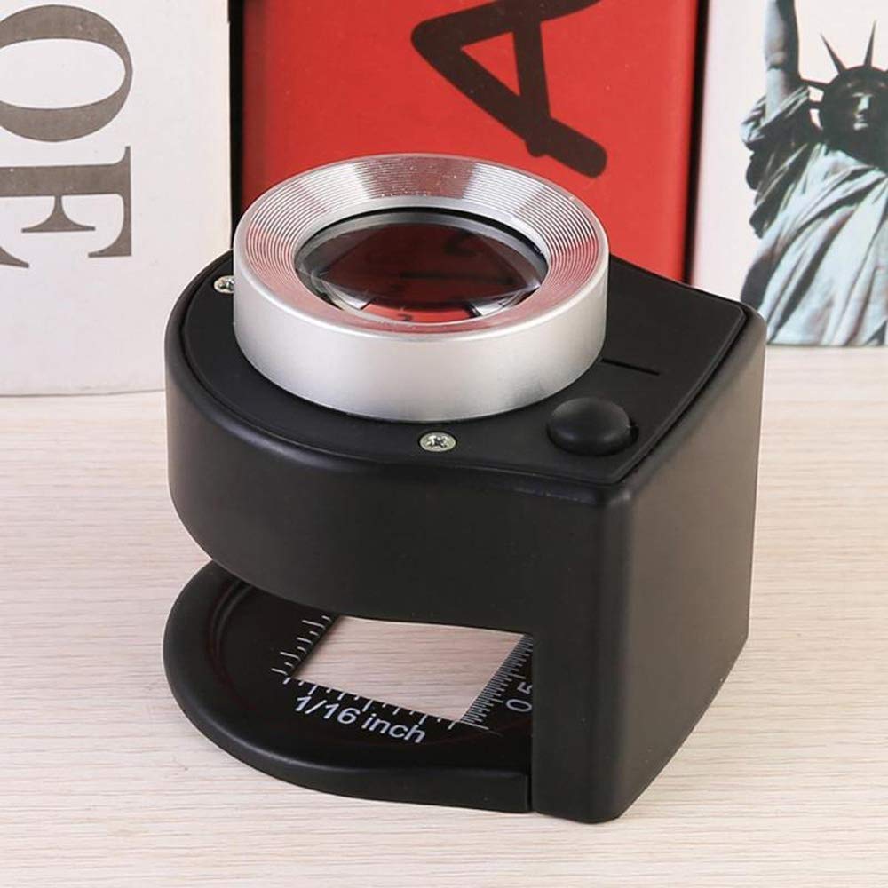 30X Magnifying Glass with LED Light - Full Metal Folding Magnifier Lens for Jewelry, Coins, Stamps & Reading | Portable Loupe for Thread Counting, Fabric Inspection & Hobbyists