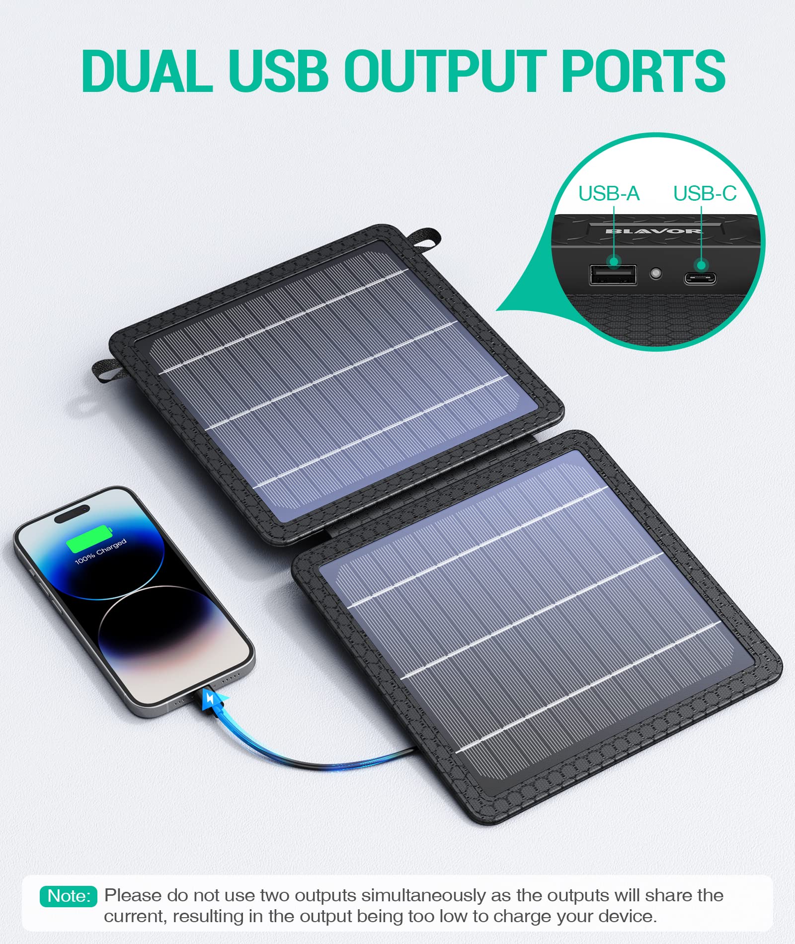 BLAVOR 20000mAh Solar Power Bank with 10W Portable Solar Panel | Fast Charging (5V/2A Max) | Perfect for Camping, Hiking & Outdoor Adventures