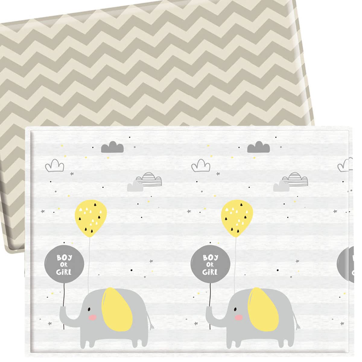 **Non-Toxic Baby Play Mat for Floor – Reversible Foam Crawling Mat for Infants & Toddlers | Waterproof, One-Piece Design | Elephant Print – Perfect for Nursery, Playroom & Daycare**