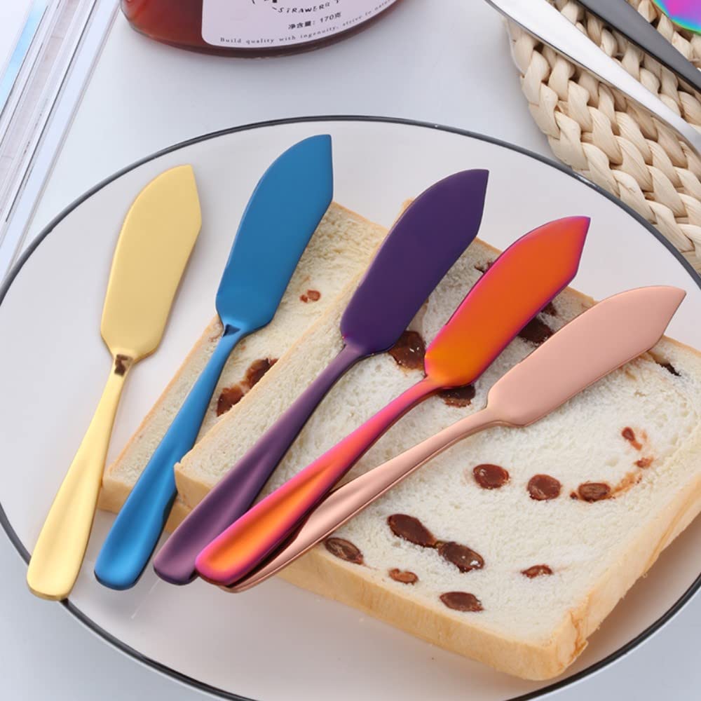 Premium 18/10 Stainless Steel Butter Knives Set - 6.1 Inch Colorful Cheese Spreaders with Pink Gift Box (Set of 8) - Dishwasher Safe for Easy Cleaning - Perfect for Dinner Parties, Cheese Boards & Wedding Gifts