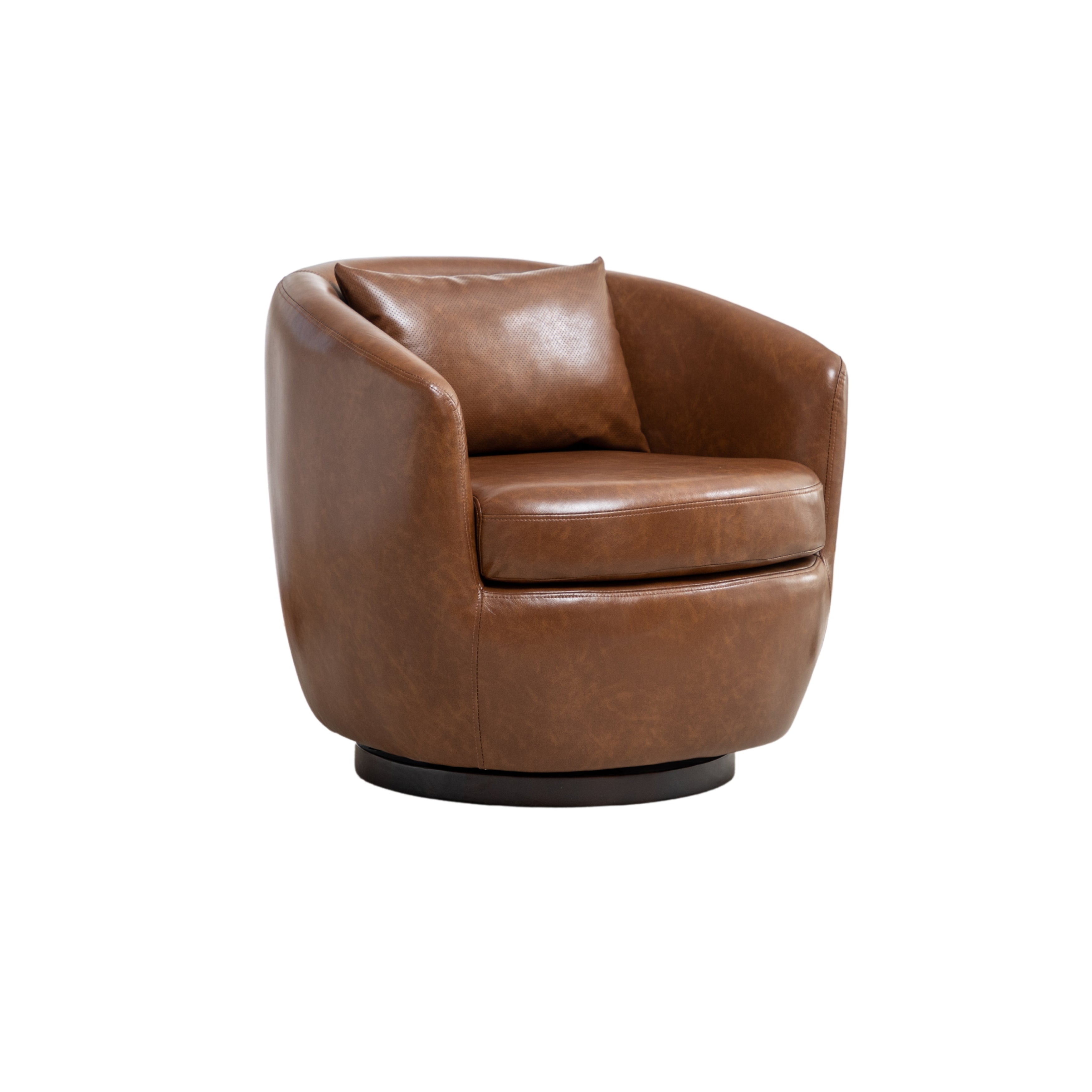 Roundhill Furniture Orenza Modern Faux Leather Swivel Barrel Accent Club Chair - Stylish Living Room Seating for Home Office & Lounge Areas