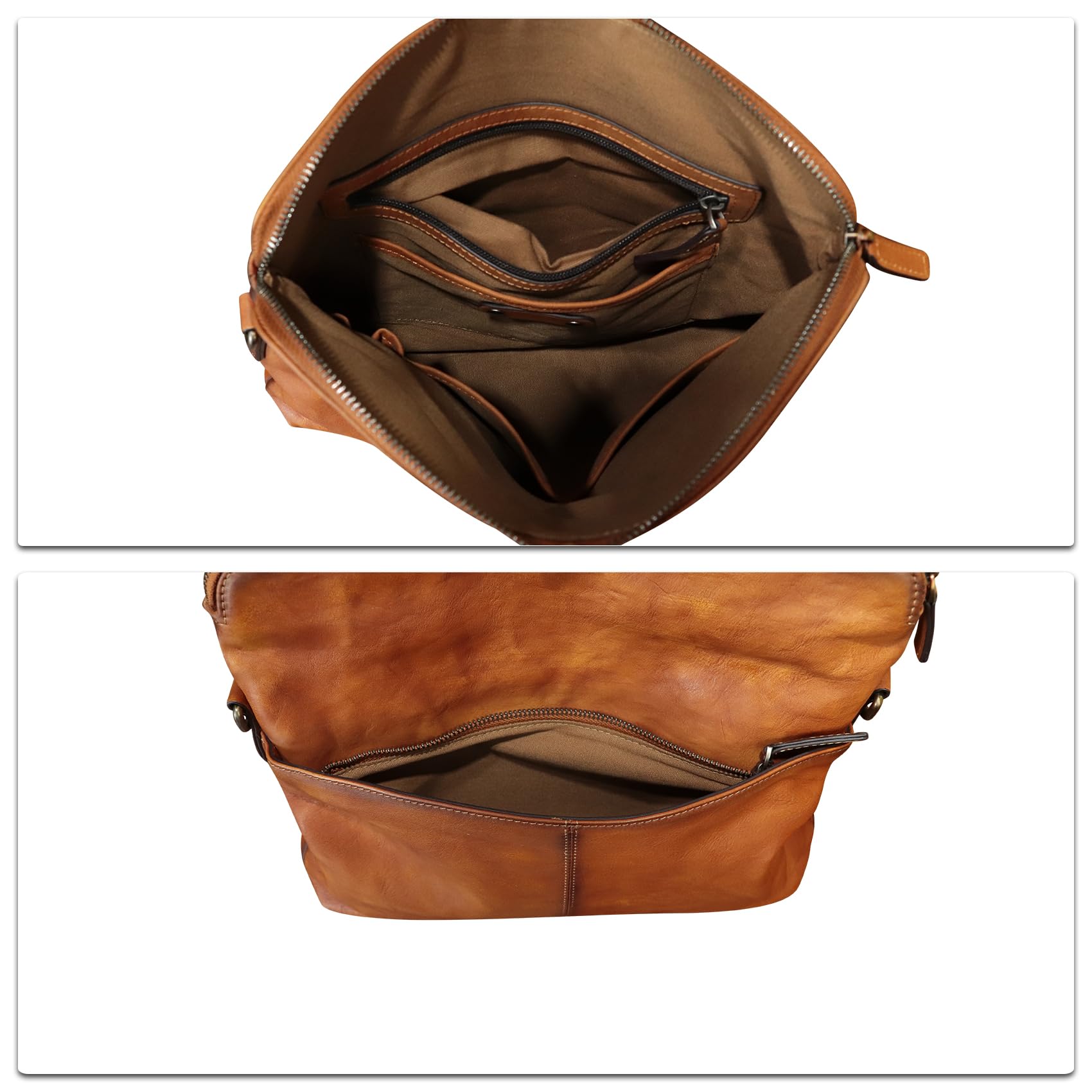 IVTG Genuine Leather Messenger Bag & Crossbody Purse for Men & Women - Stylish Shoulder Satchel with Adjustable Strap - Perfect for Work, Travel & Everyday Use
