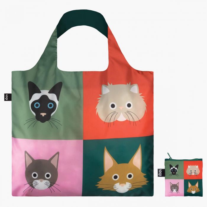 Loqi Stephen Cheetham Cats Reusable Shopping Tote Bag - Eco-Friendly Foldable Grocery Bag for Women, Travel & Daily Use